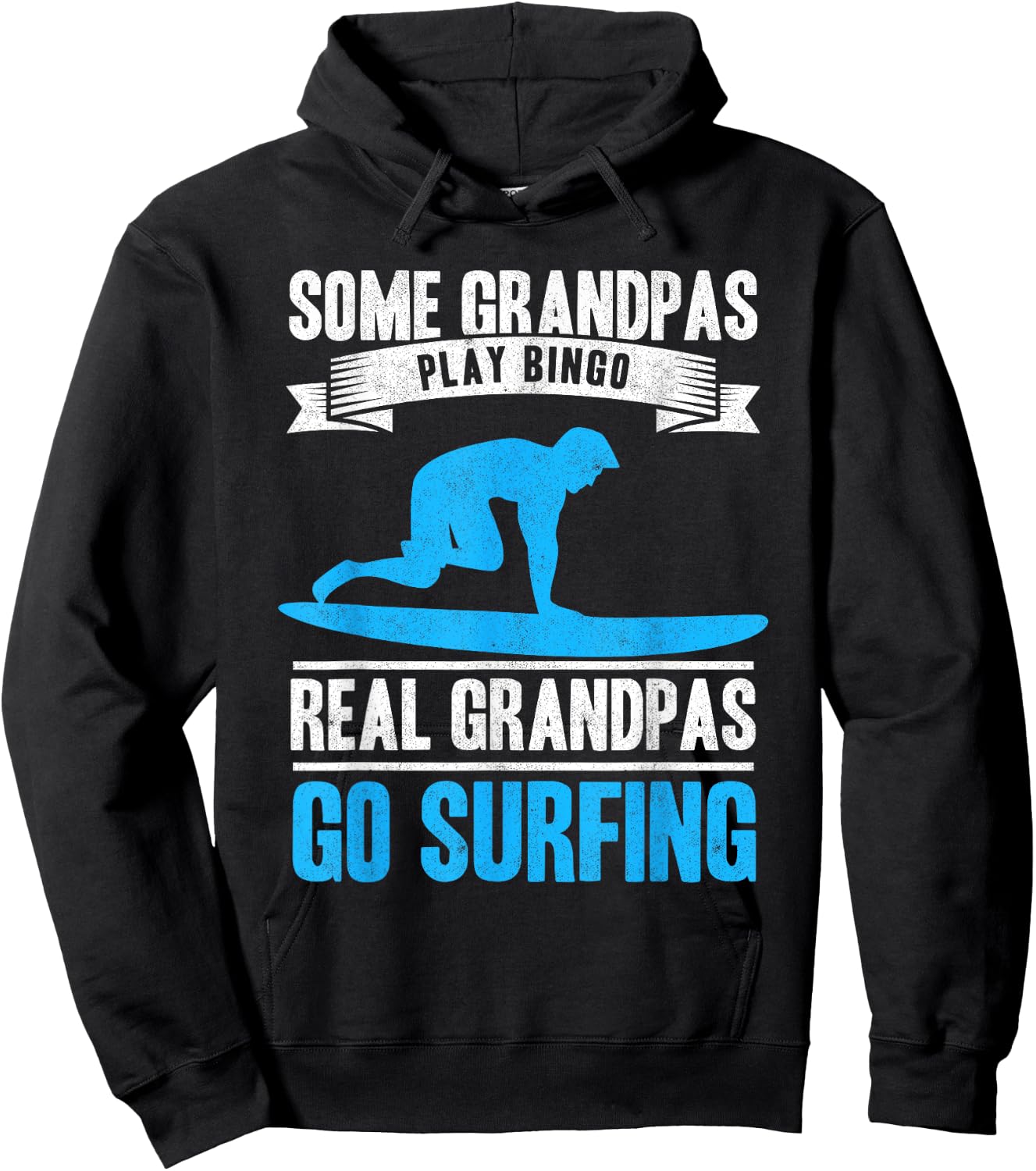 Surf Grandpa Go Surfing Grandfather Surfboarder Old Surfer Hoodie - Hoodie | Black