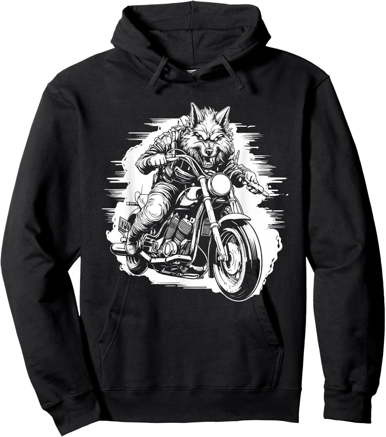 Wolf Motorcycle Animal Wolves - Wildlife Wolf Hoodie - Hoodie | Black
