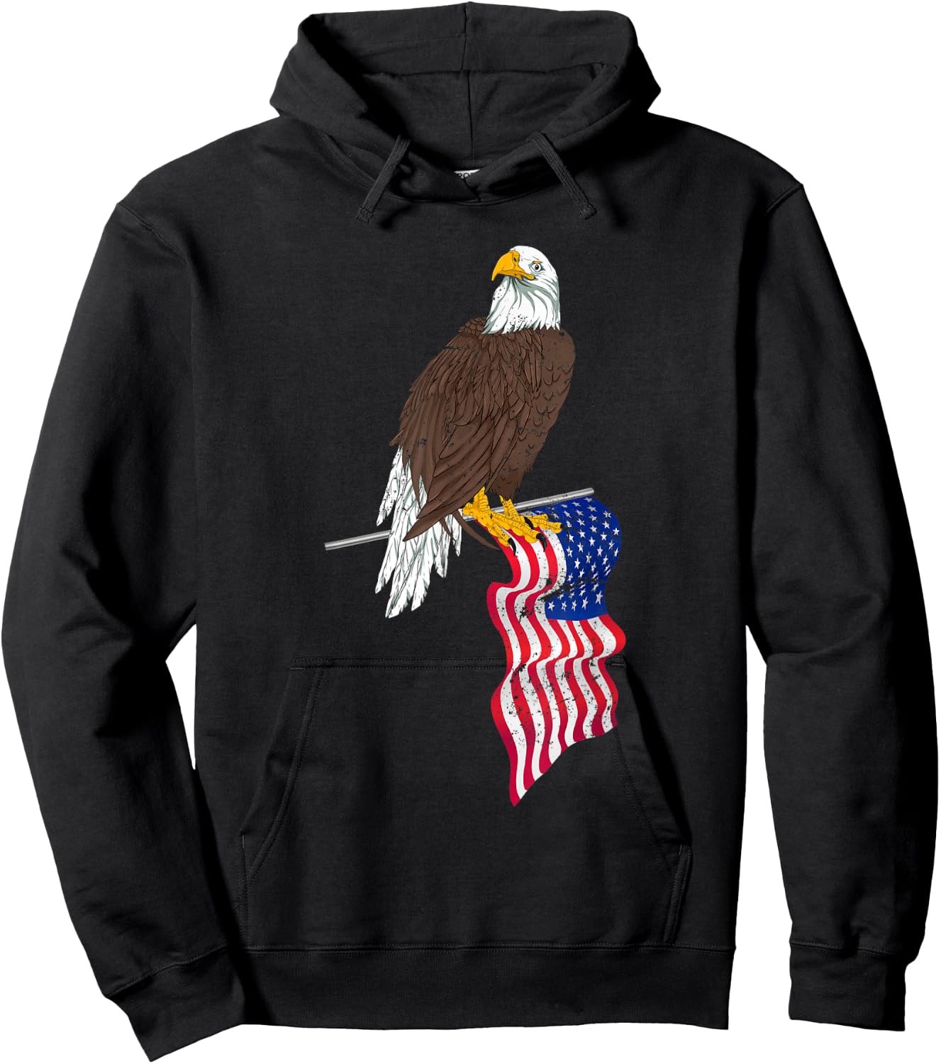 Patriotic US Flag Freedom United States American Bald Eagle Hoodie - Hoodie | Black
