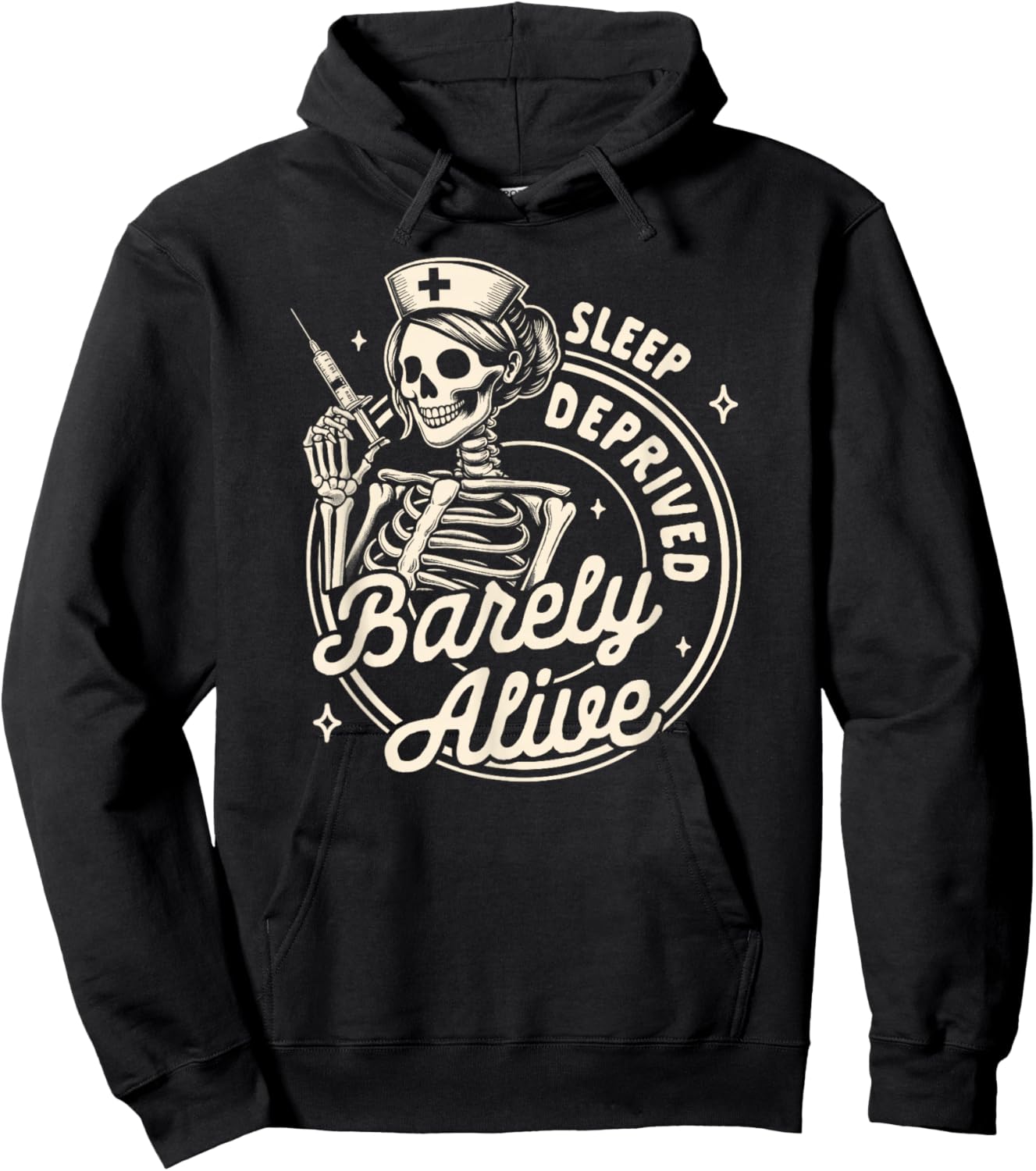 Nurse Life RN ER Nursing Sleeps Deprived Barely That Alive Hoodie - Hoodie | Black
