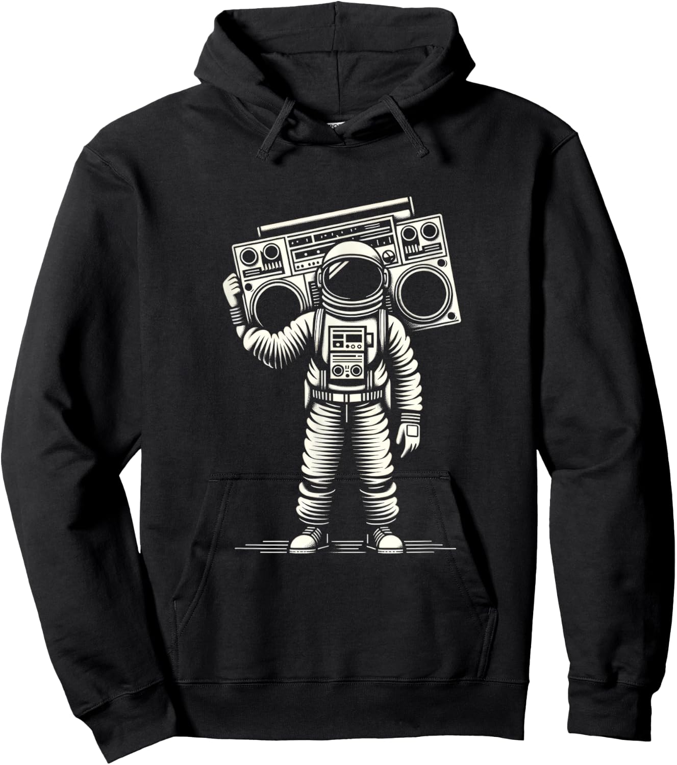 Vintage Astronaut | Men Women (S-6XL) | Graphic Hoodie - Hoodie | Black