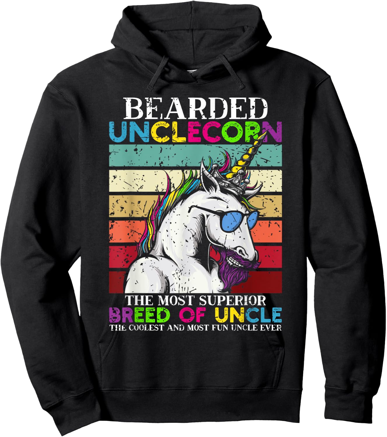 Bearded Unclecorn Uncle Unicorn Men Funny Hoodie - Hoodie | Black
