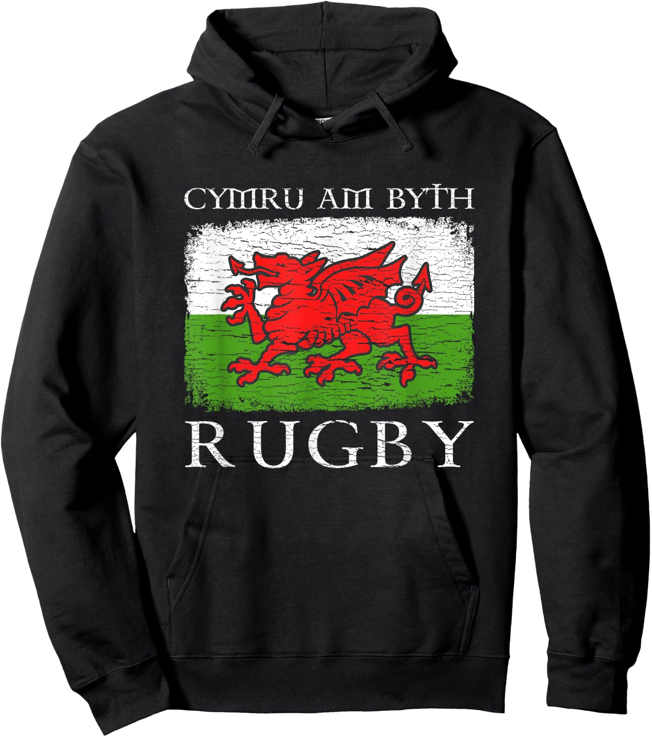 Cymru Am Byth Welsh Flag Rugby Dragon Red Wales Pride Gifts Hoodie - Hoodie | Black