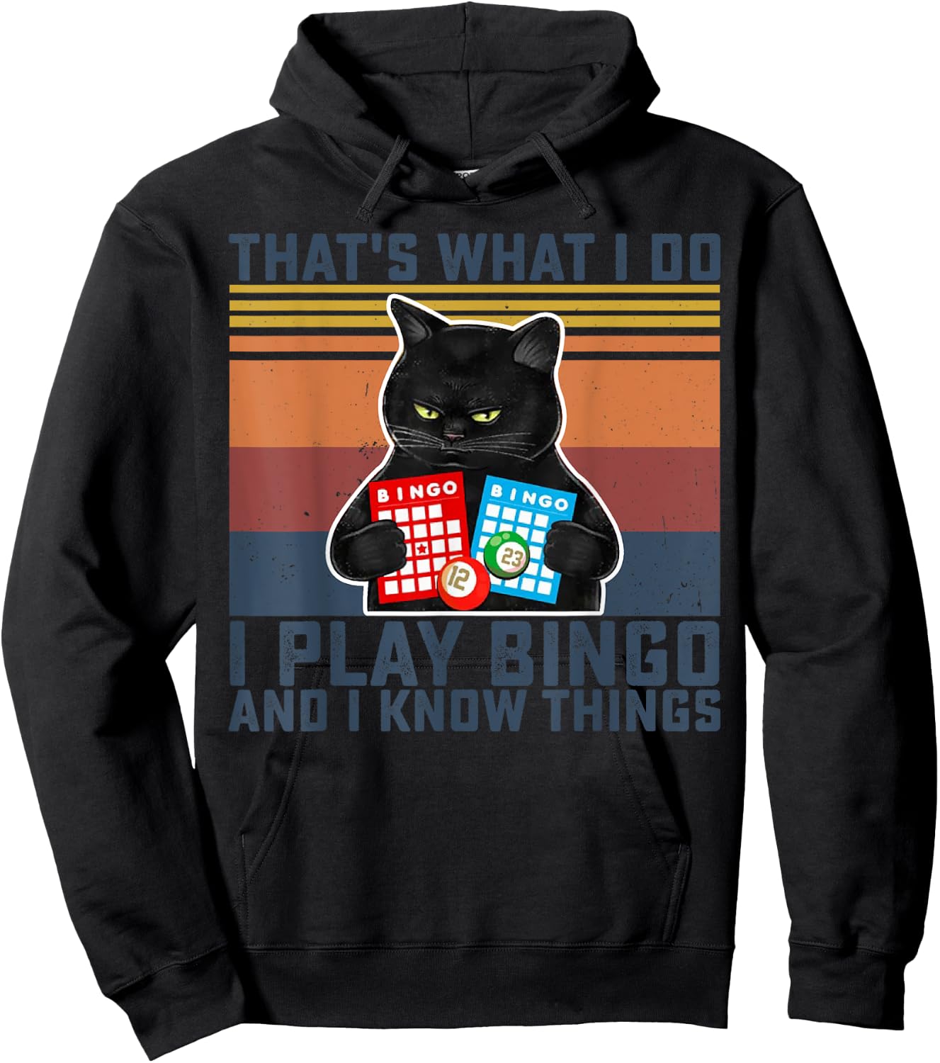 Black Cat That's What I Do I Play Bingo And I Know Things Women Hoodie - Hoodie | Black