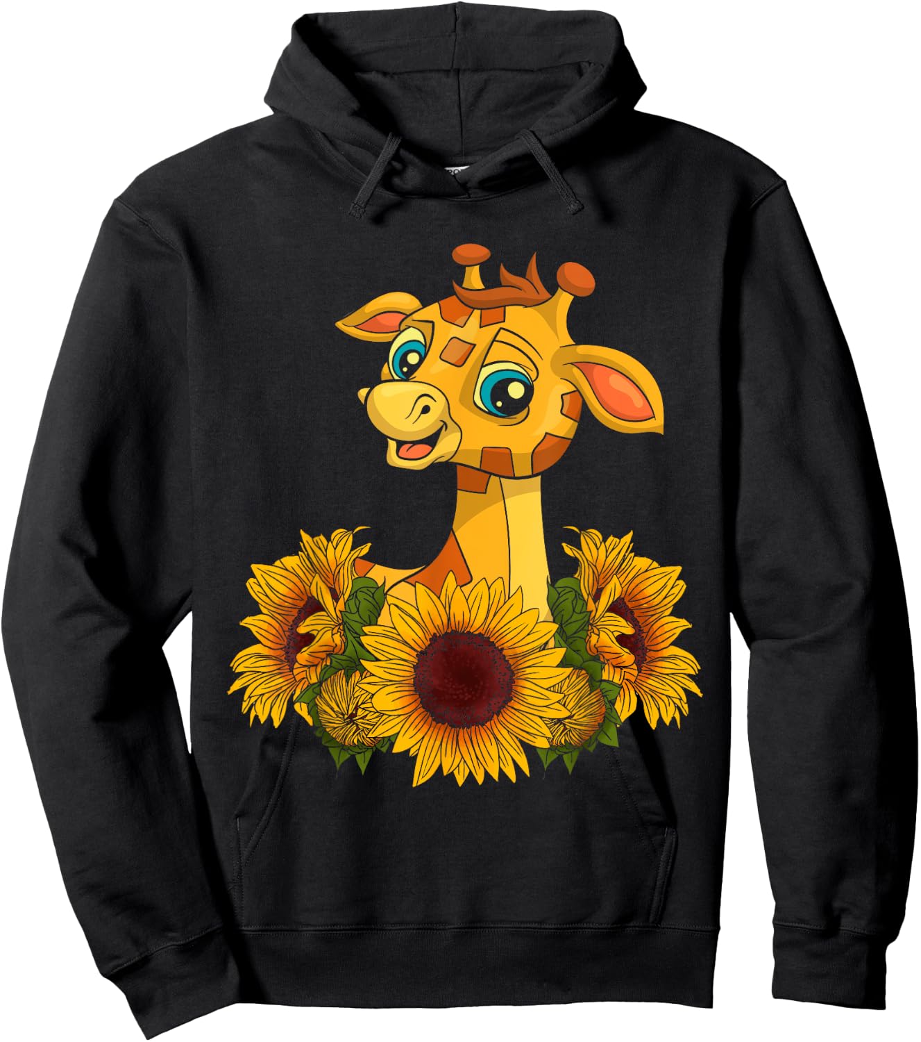 Sunflower Safari Africa Animal Toddlers Kids Gift Giraffe Hoodie - Hoodie | Black