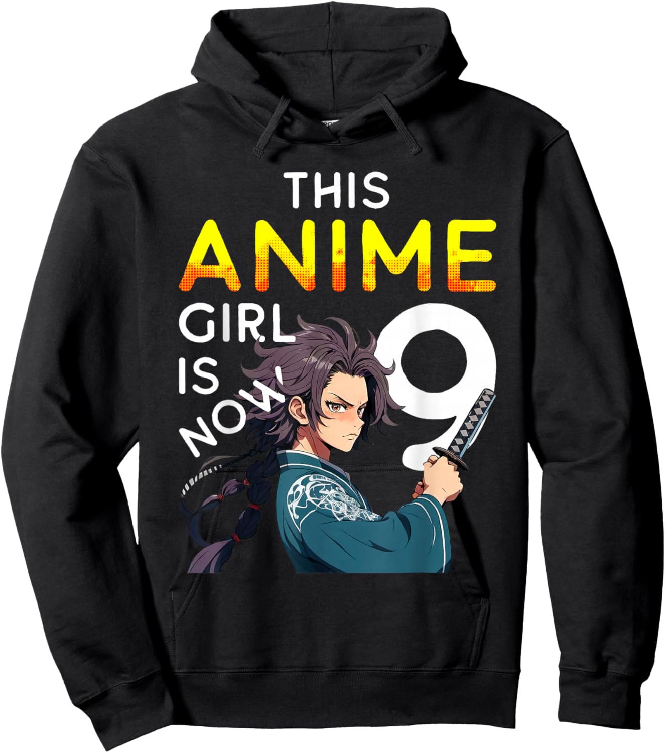 This Anime Girl Is Now 9 Years Old 9th Birthday Kawaii Kids Hoodie - Hoodie | Black