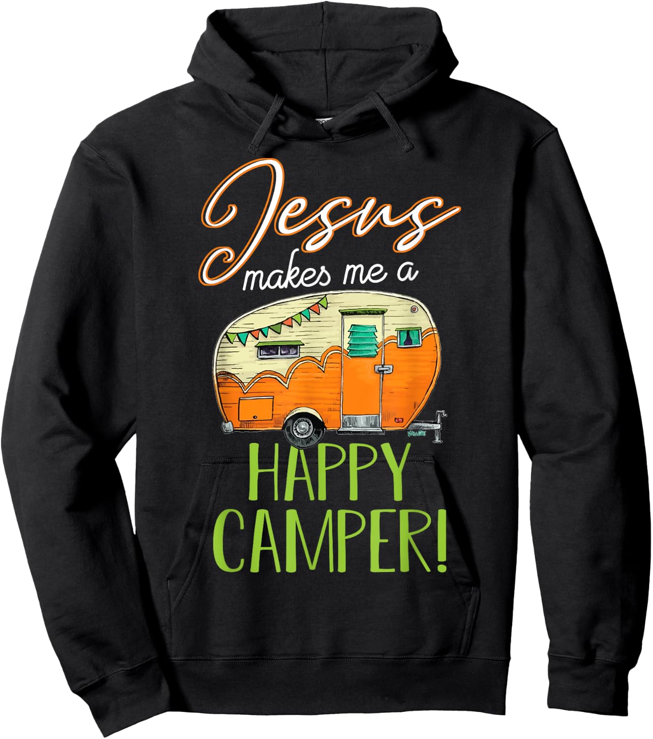 Jesus Makes Me a Happy Camper Shirt Christian Believer Hoodie - Hoodie | Black