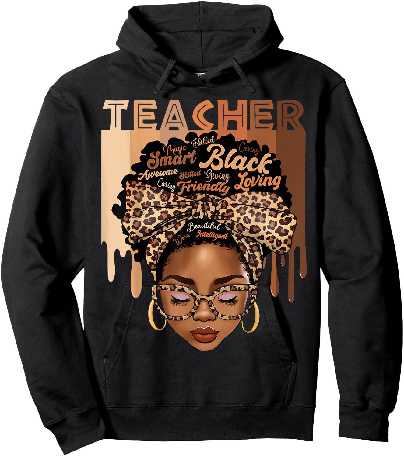 Black Teacher Magic Black History Month Afro Hair Melanin Hoodie - Hoodie | Black