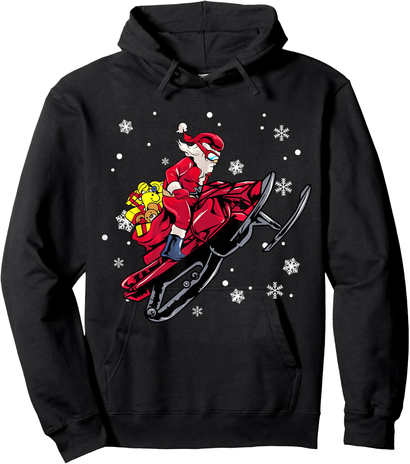 Snowmobile Santa Claus Snowmobiling Christmas Sled Hoodie - Hoodie | Black