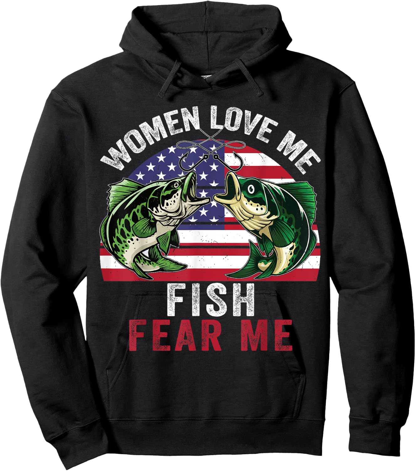 Funny Fishing-Shirt Women Love Me Fish Fear Me Adult Humor Hoodie - Hoodie | Black