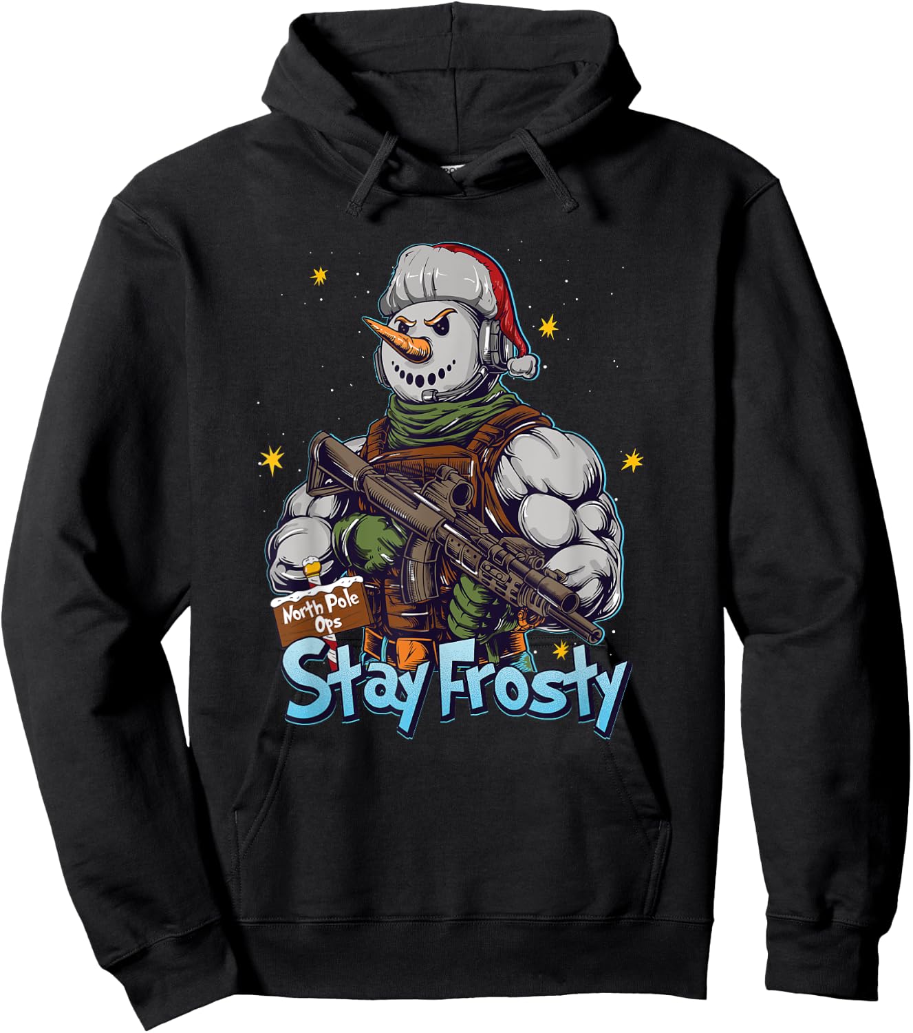 Funny Stay Frosty Soldier Saying I'm Ready Military Veteran Hoodie - Hoodie | Black