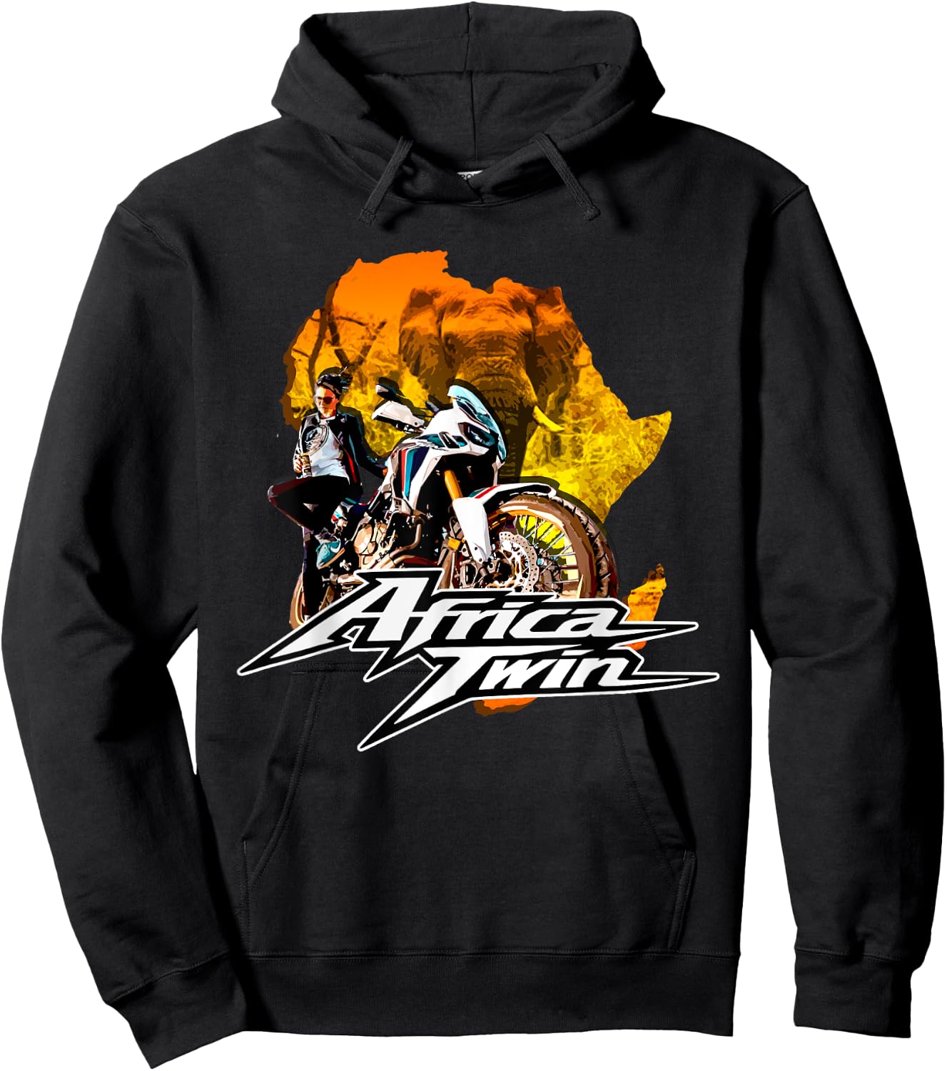 Africa Touring Twin Motorcycle Nature Woman Hoodie - Hoodie | Black