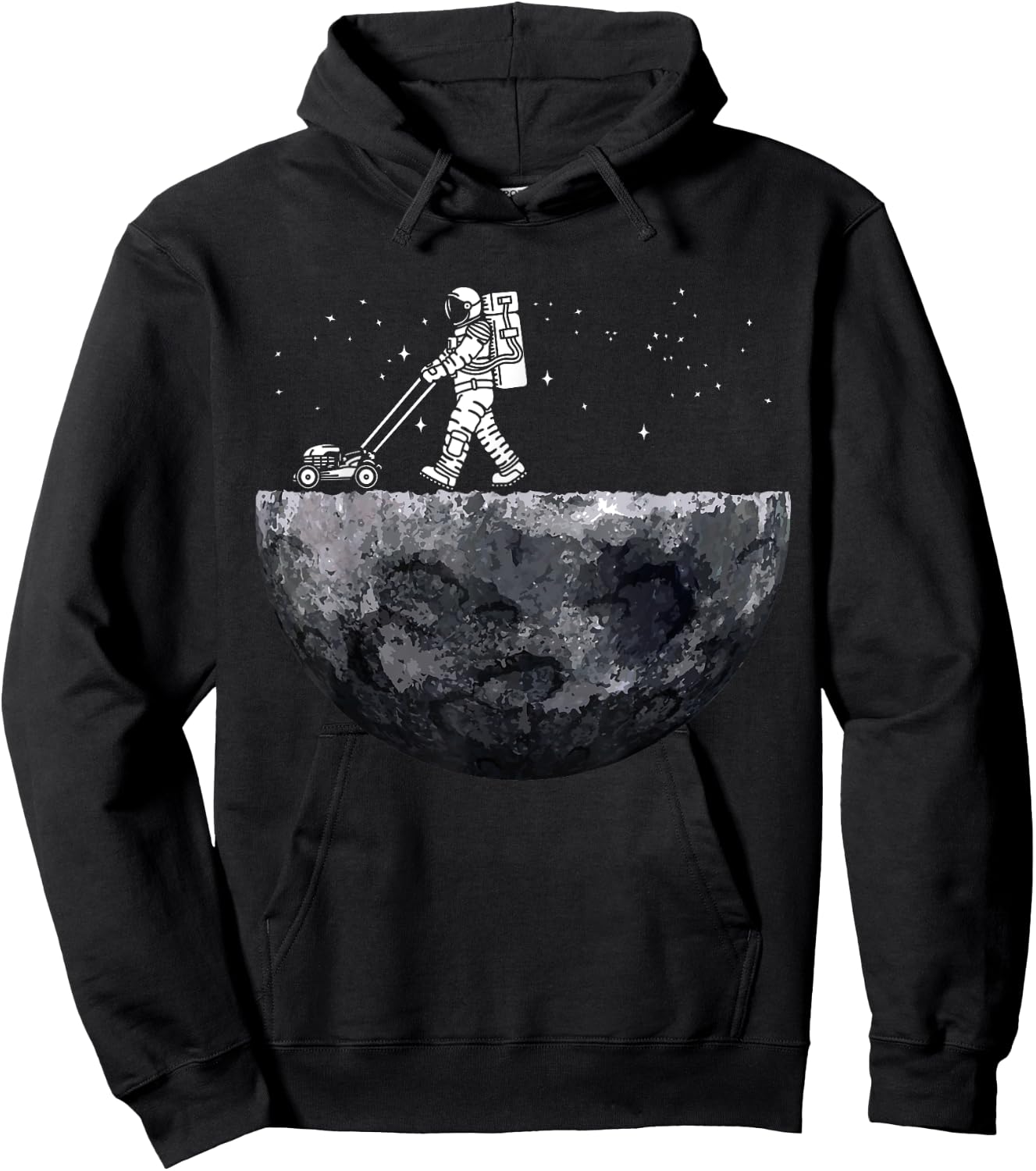 Astronauts Mowing Lawn on the Moon Vacuuming on the Moon Hoodie - Hoodie | Black