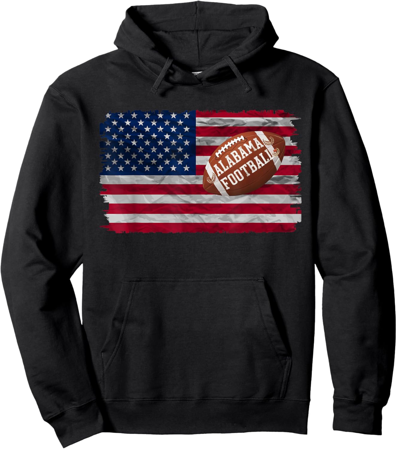 Patriotic USA Flag Alabama Football Season Party Funny Women Men Hoodie - Hoodie | Black