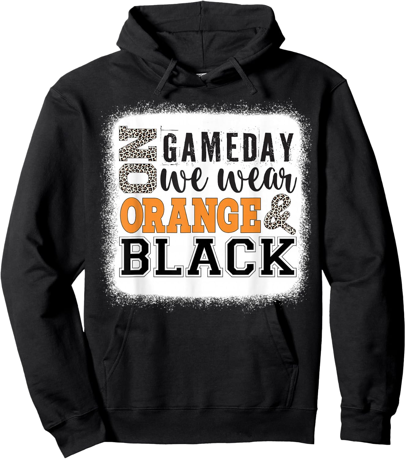 On Gameday Football We Wear Orange and Black Leopard Print Hoodie - Hoodie | Black