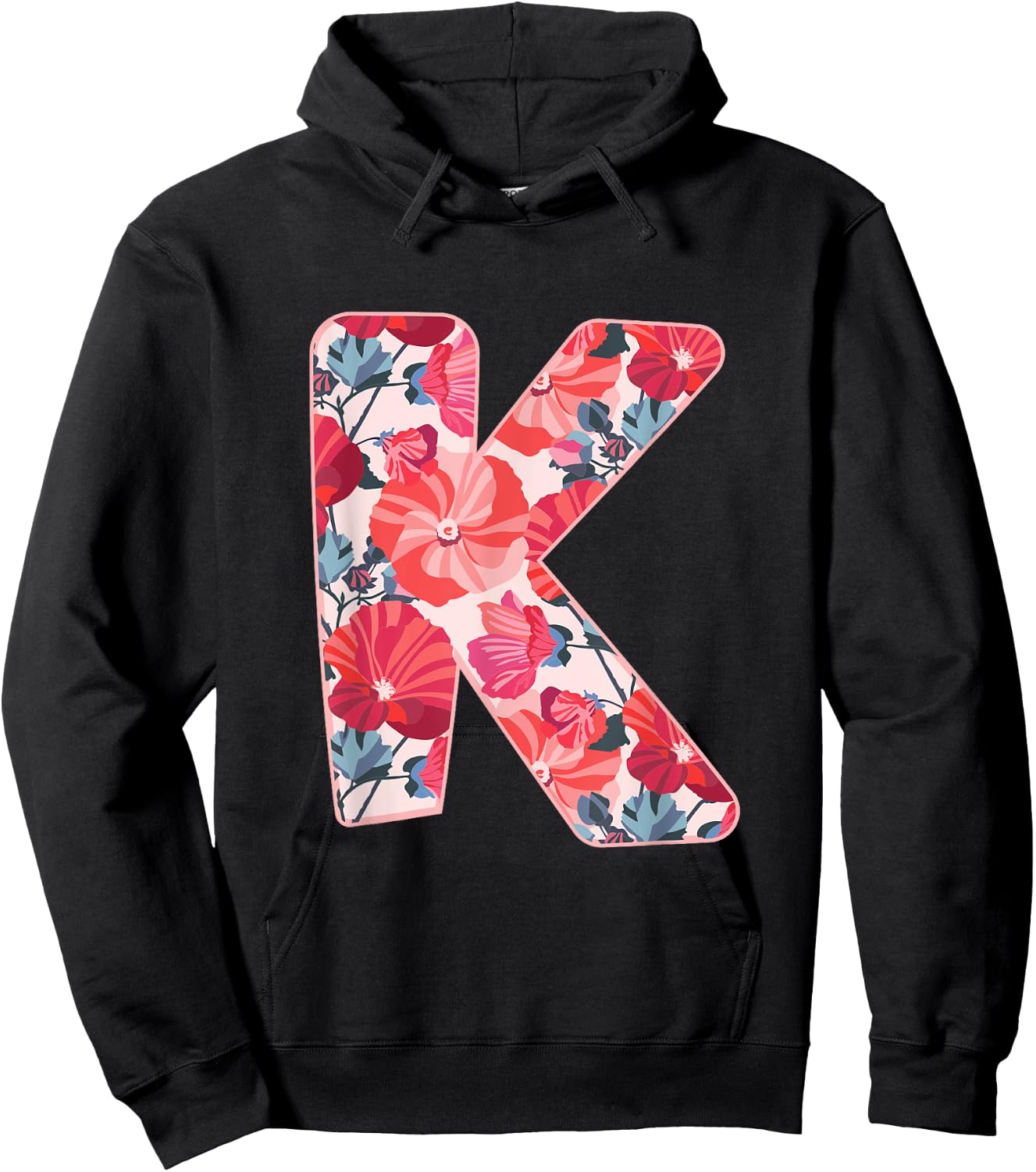 Letter K Sign Alphabet Last Name Consonants Flower Gift Hoodie - Hoodie | Black