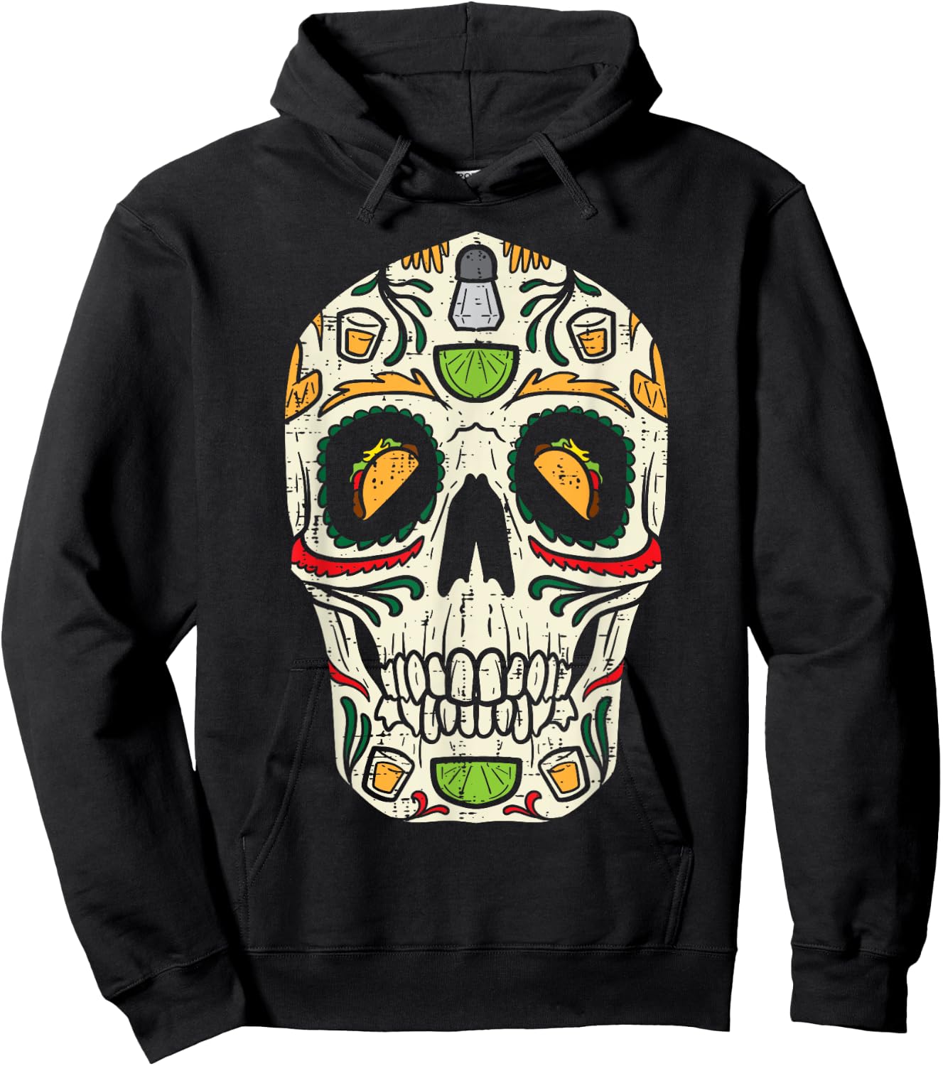 Sugar Skull Taco Tequila Pub Cinco De Mayo Calavera Mexican Hoodie - Hoodie | Black