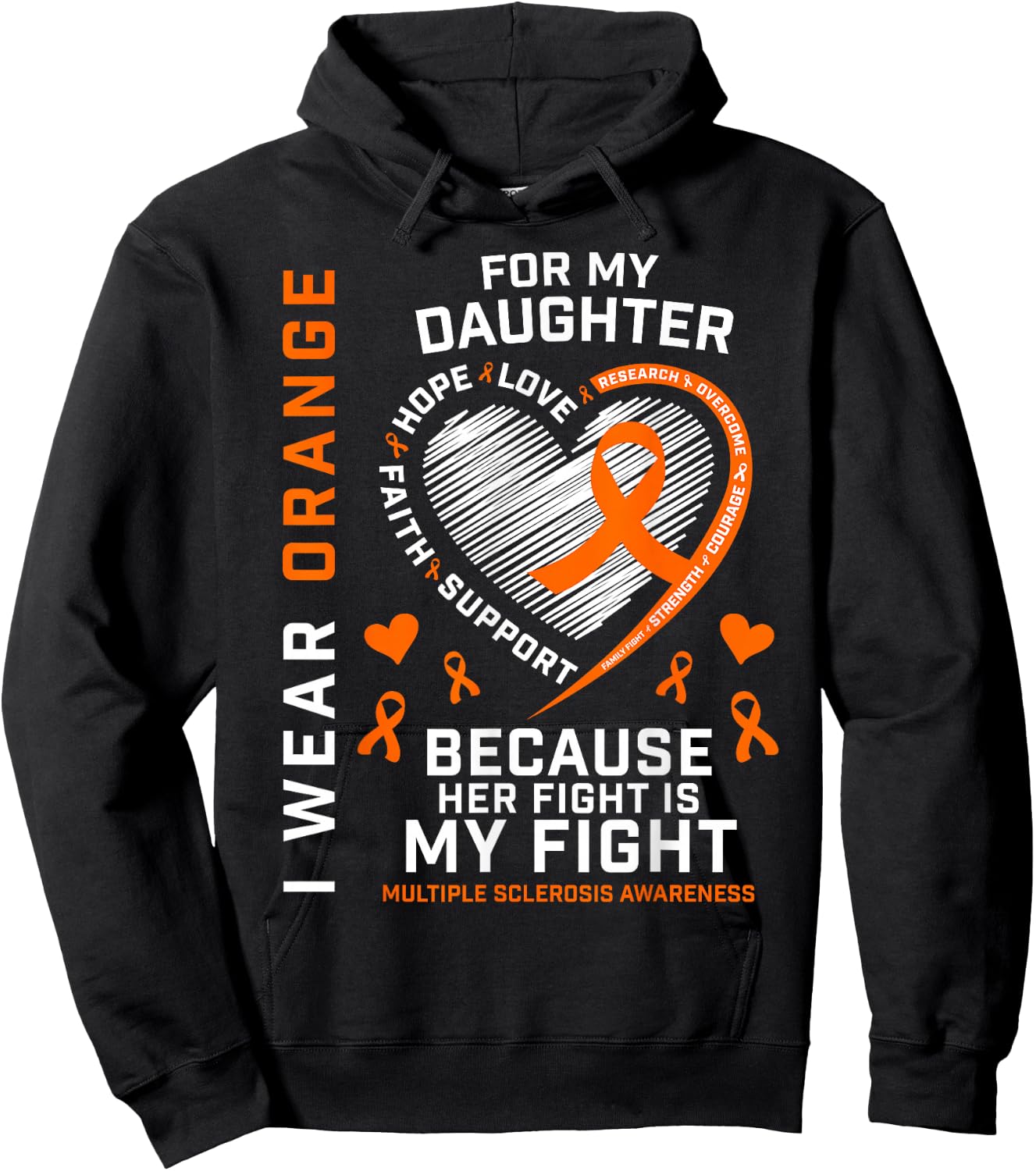 MS Gifts Apparel Fight Daughter Multiple Sclerosis Awareness Hoodie - Hoodie | Black
