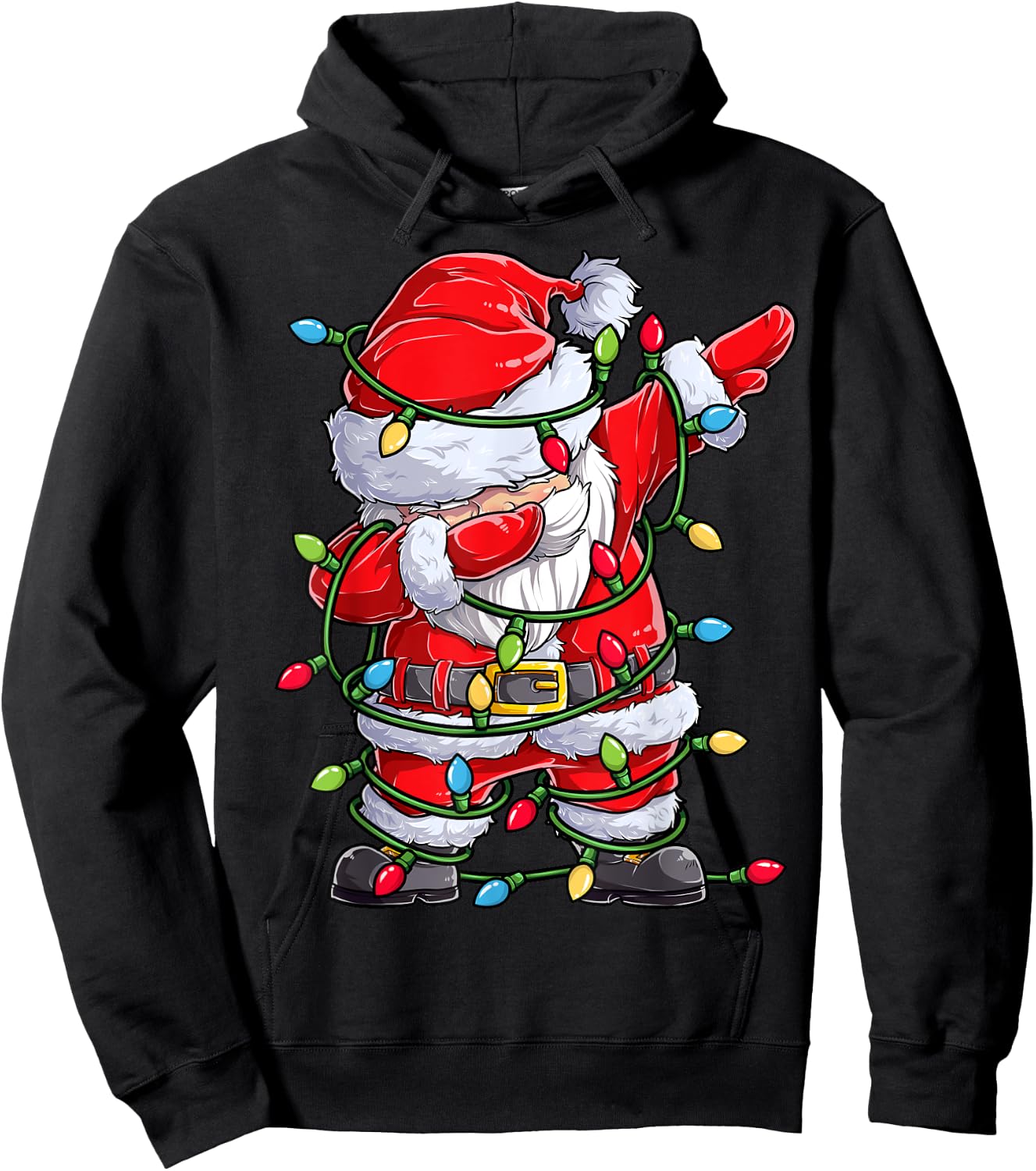 Dabbing Santa Christmas Tree Lights Xmas Gifts Boys Kids Dab Hoodie - Hoodie | Black