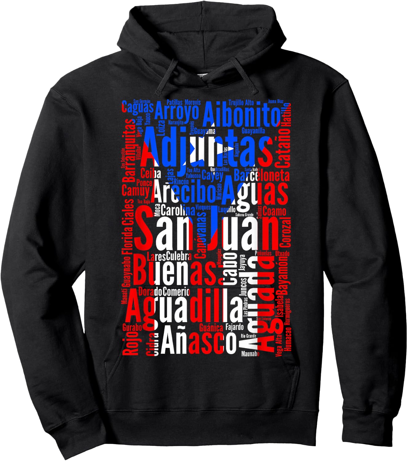 Puerto Rican Cities - Puerto Rico Flag - Boricua Hoodie - Hoodie | Black