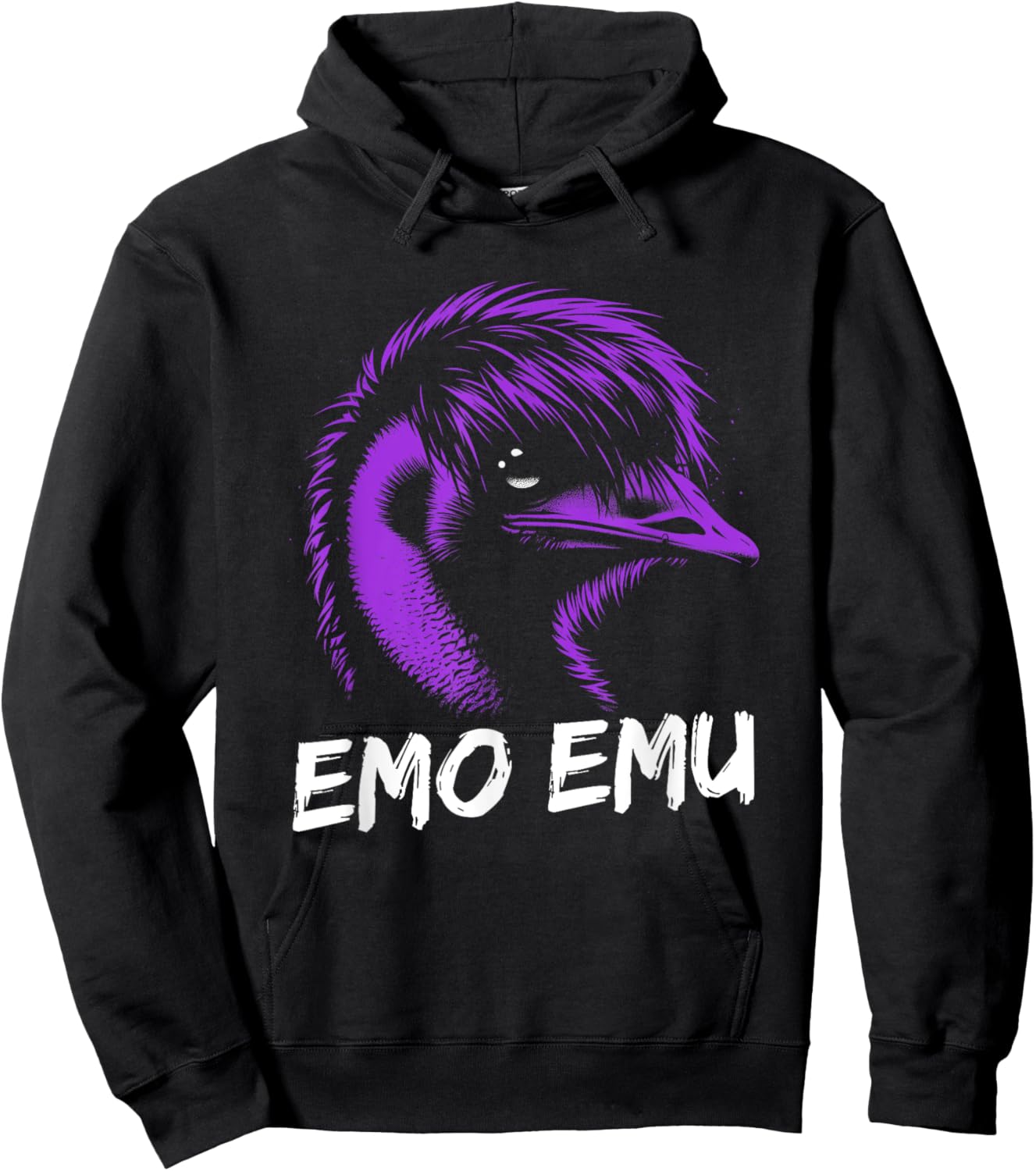 Funny Emo Emu - Vintage Emu Running Bird - -Adults/Kids - Black - Small - Short Sleeve - Cotton Blend - - Retro - Bird-Print Hoodie - Hoodie | Black