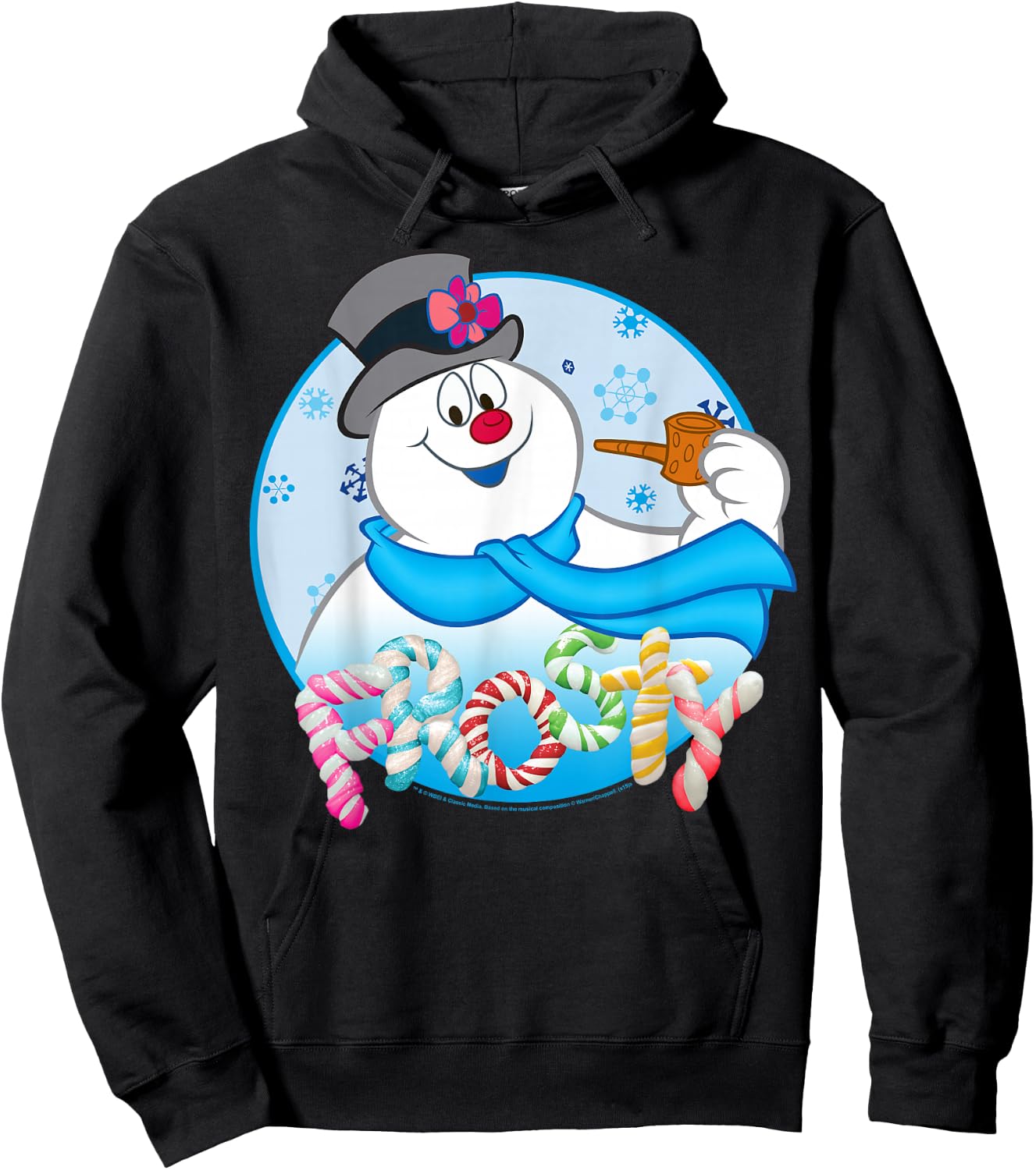 Frosty The Snowman Candy Letters Portrait Hoodie - Hoodie | Black