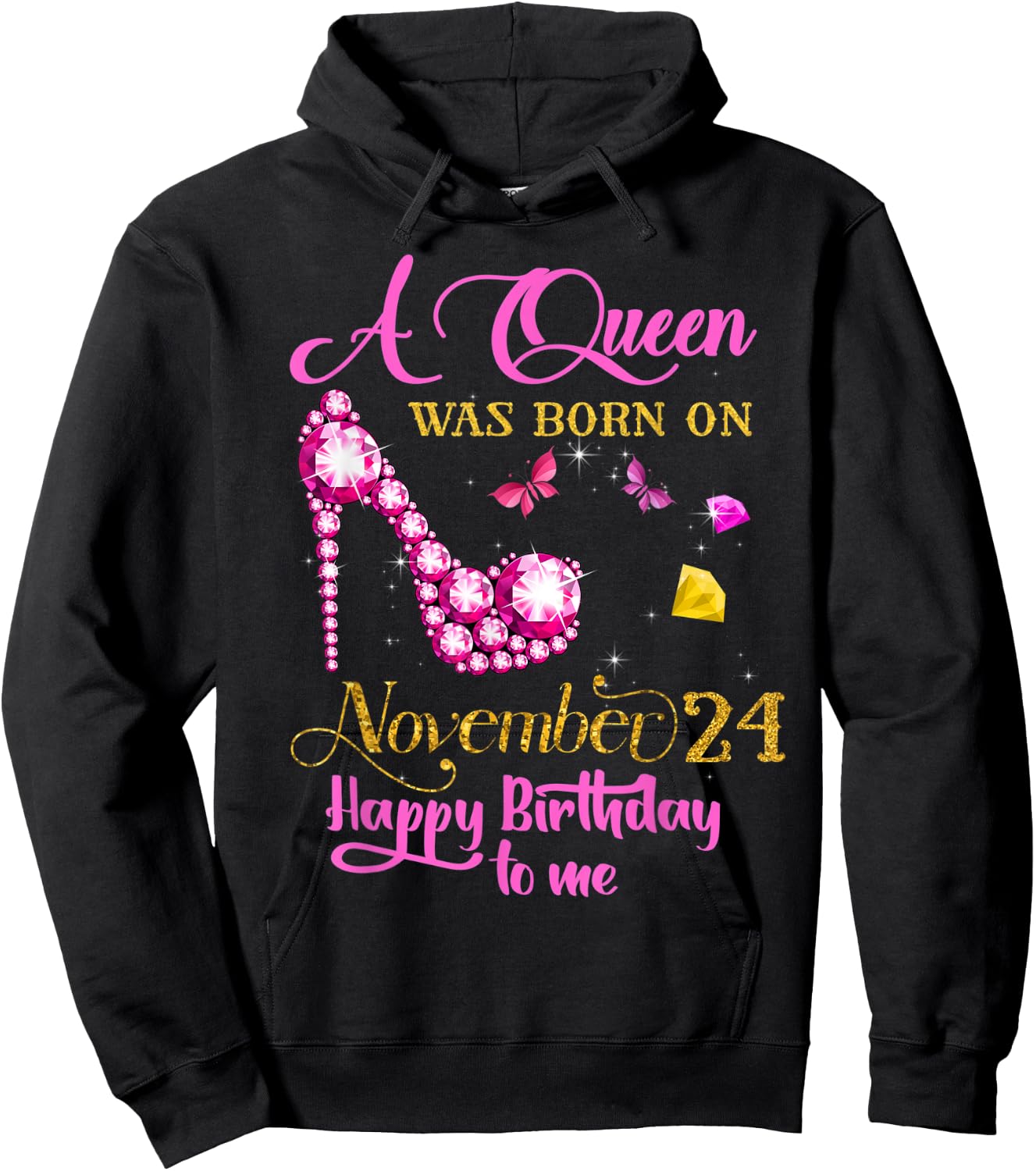 A Queen Was Born on November 24, 24th November Birthday Gift Hoodie - Hoodie | Black