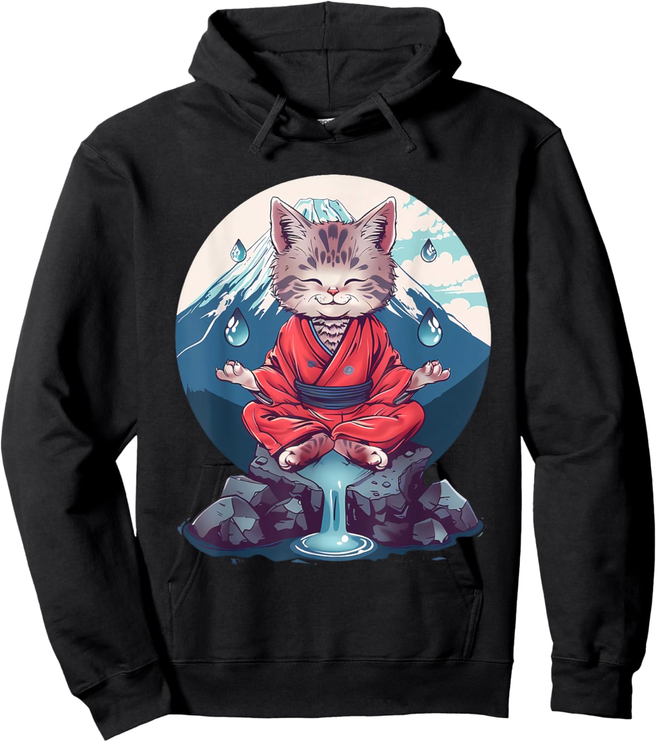Meditation Cat Yoga Mountain Hindu Buddhist Zen Buddha Men Women Kids Hoodie - Hoodie | Black