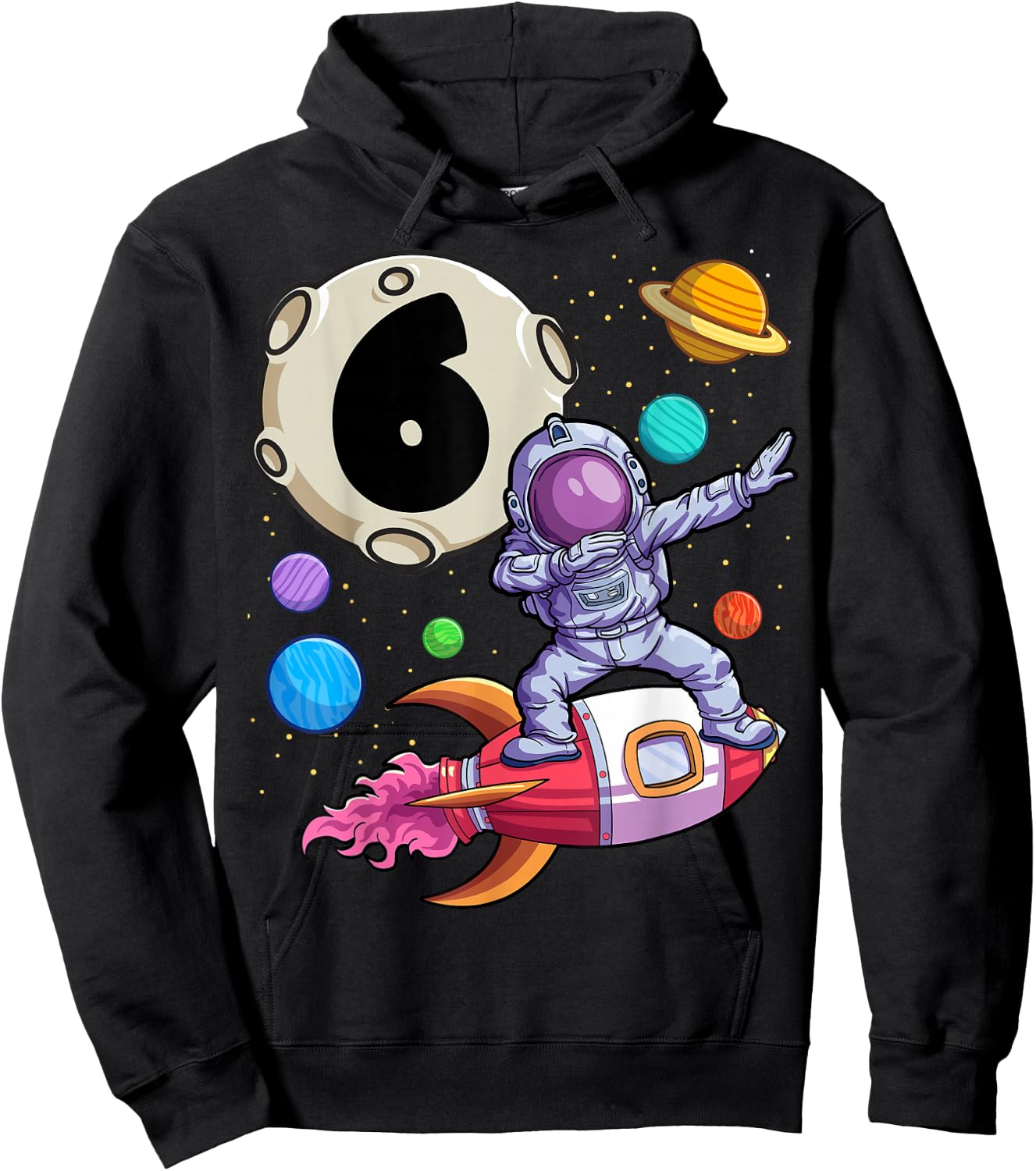Dabbing Astronaut 6 Yrs Old Birthday Boy Space 6th Birthday Hoodie - Hoodie | Black