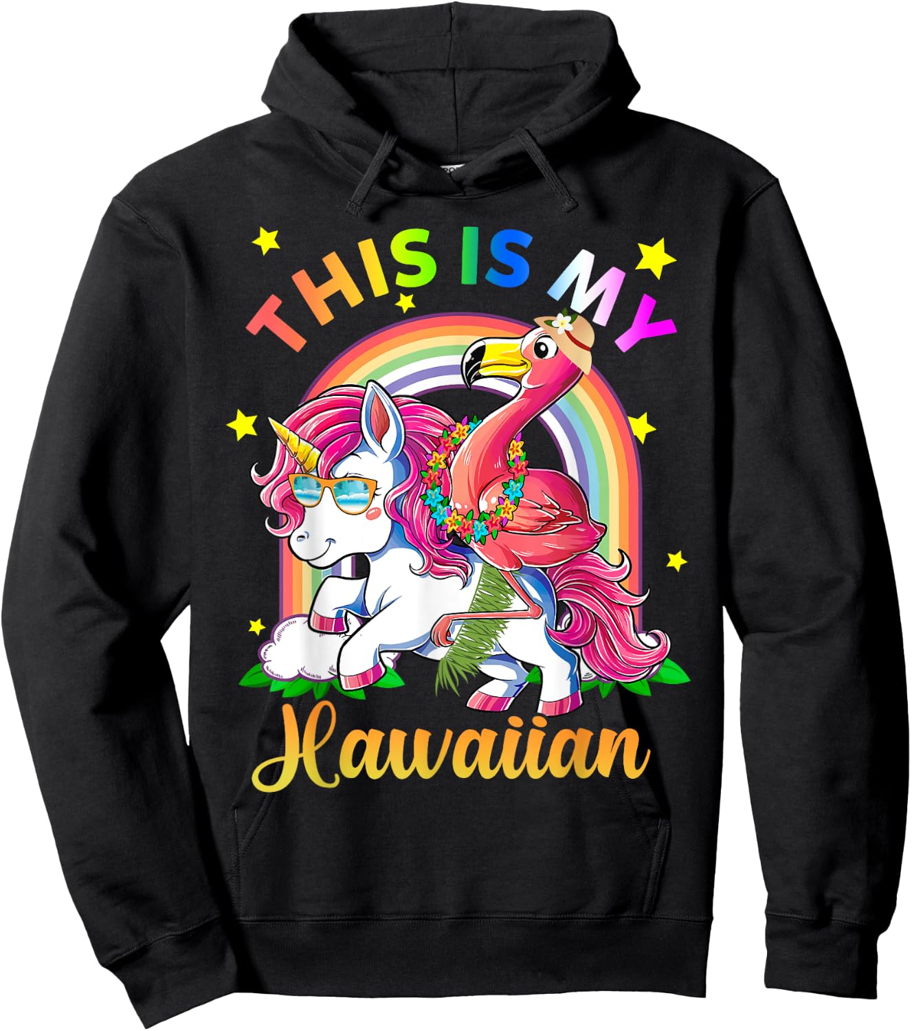 Unicorn Summer Beach Vacation This Is My Hawaiian Men Women Girls Kids Hoodie - Hoodie | Black
