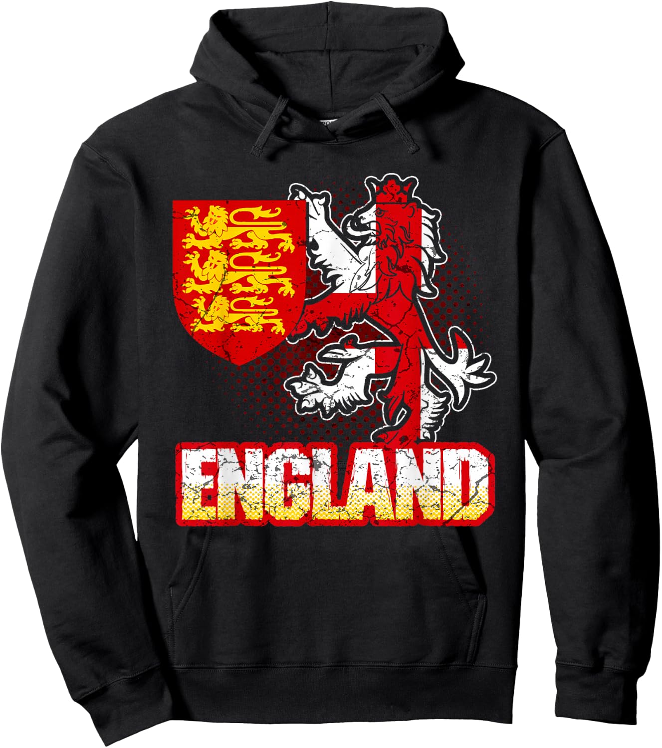 England English Flag Coat Of Arms Football Lion British Hoodie - Hoodie | Black