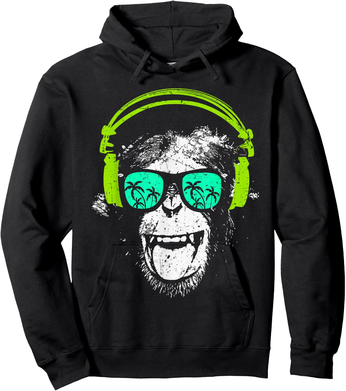 Monkey DJ with headphones and sunglasses Gift Hoodie - Hoodie | Black