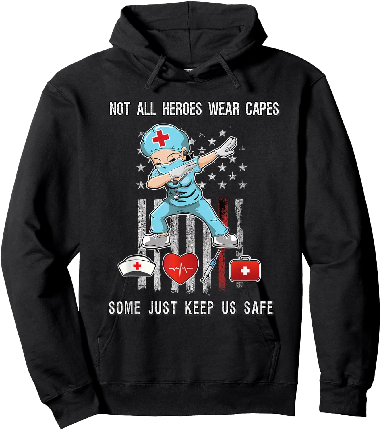 Not All Heroes Wear Capes Some Just Scrubs Wear Nurse EMT Hoodie - Hoodie | Black
