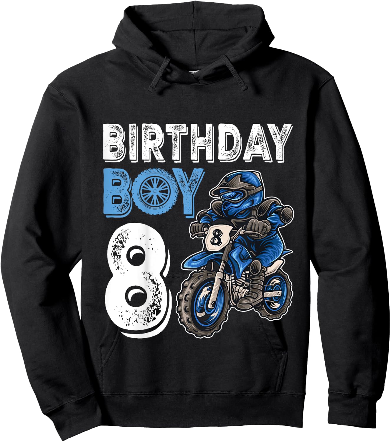 Motocross MX 8th Gift 8 Year Old Dirt Bike Birthday Party Hoodie - Hoodie | Black