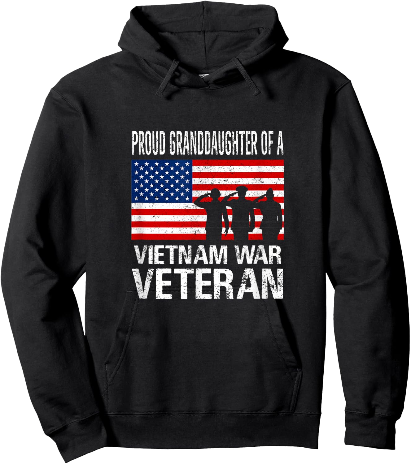 Proud Granddaughter Vietnam War Veteran Matching Grandfather Hoodie - Hoodie | Black