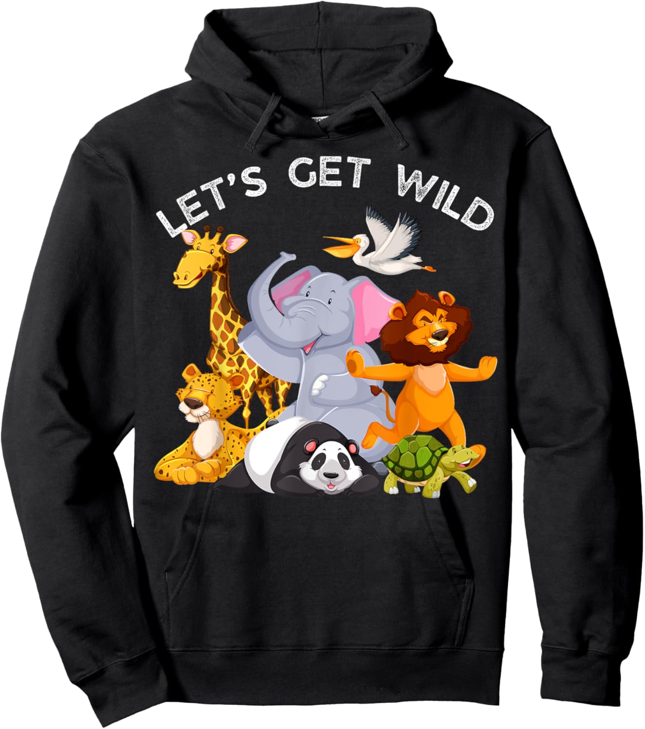 Zoo Animals Wildlife Birthday Party Let's Get Wild Safari Hoodie - Hoodie | Black