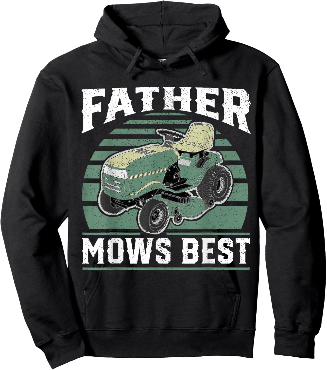 Father Mows Best Funny Riding Mower Retro Mowing Dad Gift Hoodie - Hoodie | Black