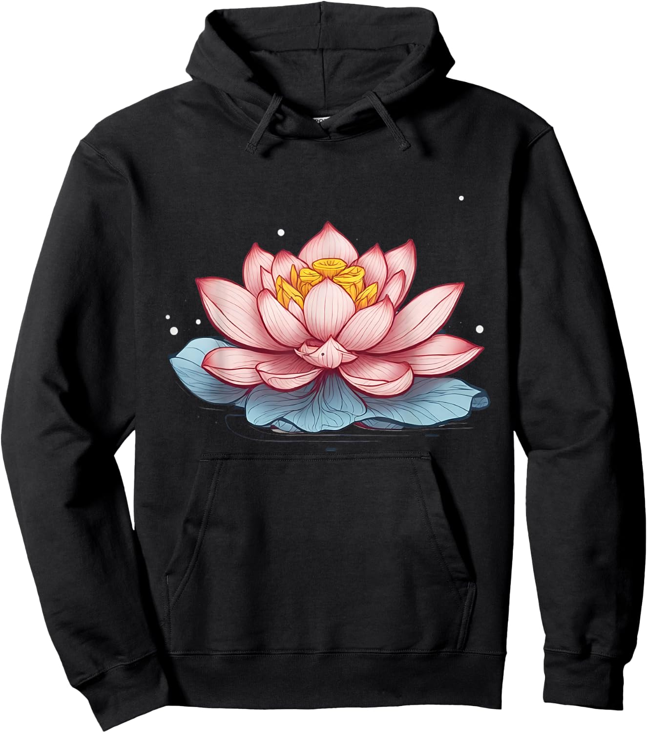 Lotus Design Men Flower Graphic Hoodie - Hoodie | Black