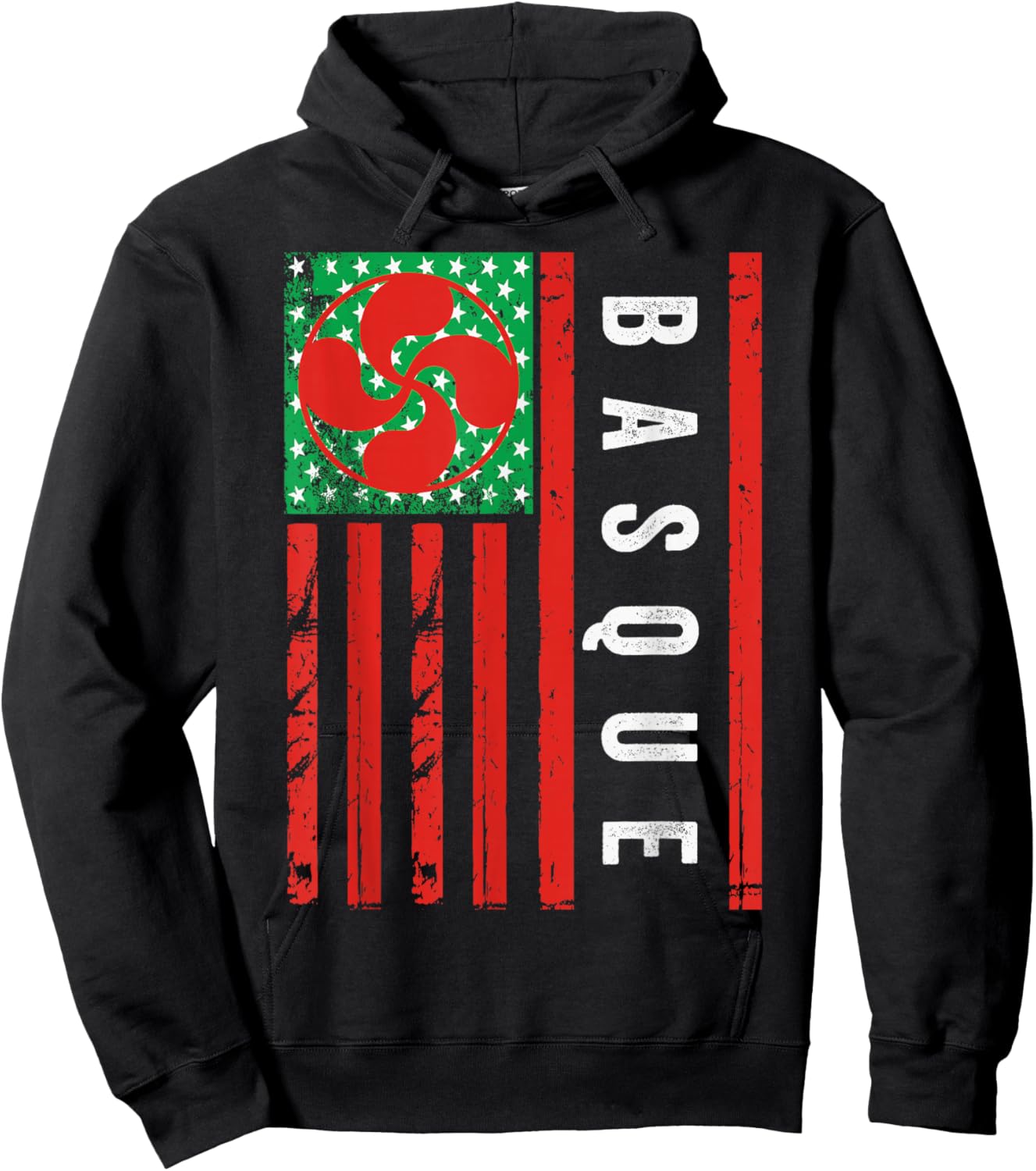 Basque American Flag, Basque Country, Basque Lauburu, Basque Hoodie - Hoodie | Black