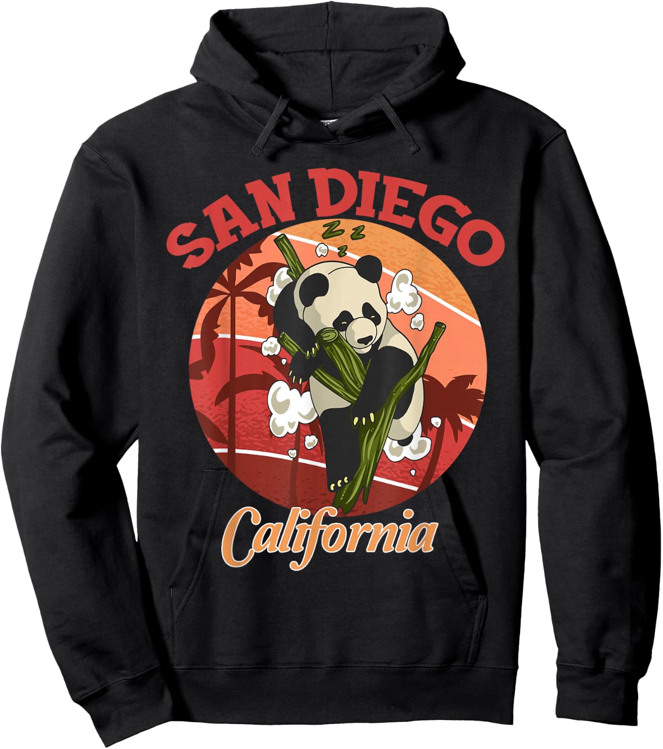 Cute California State San Diego Retro Panda Zoo Hoodie - Hoodie | Black
