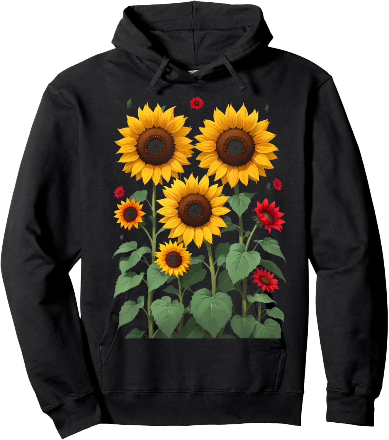 Sunflower Wildflower Vintage Botanical Plant Gardening Hoodie - Hoodie | Black