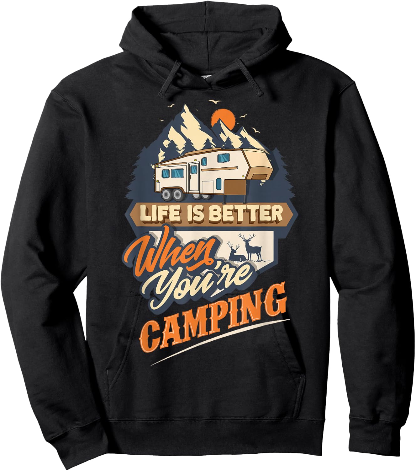 5th Wheel RV Camping Hoodie - Hoodie | Black