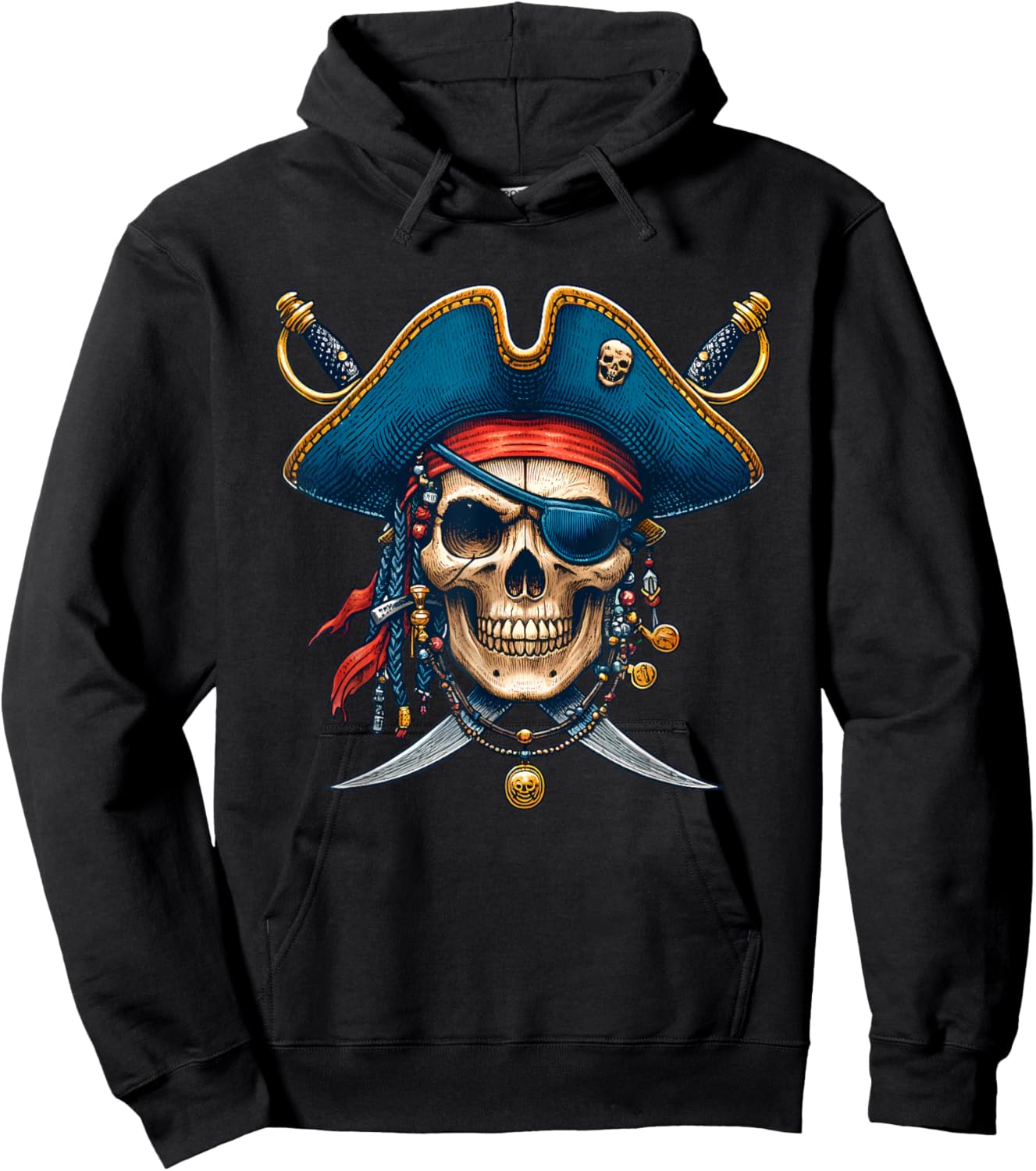 Pirate Skull Halloween Costume Men Women Boys Girls Teens Hoodie - Hoodie | Black