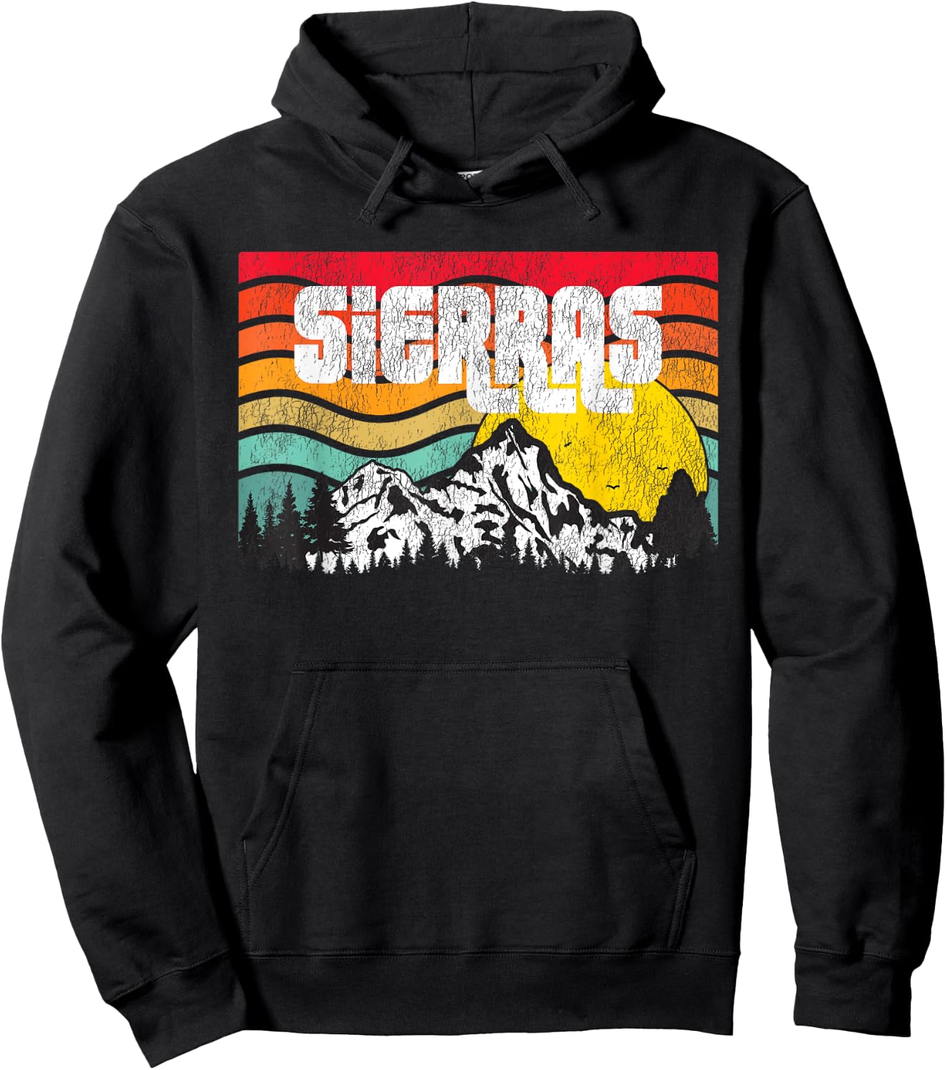Sierra Mountains High Sierras PCT Vintage Sunset Retro Hoodie - Hoodie | Black