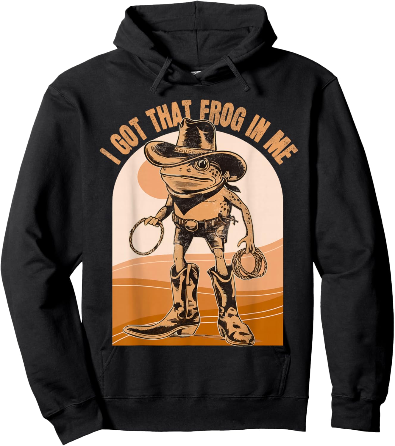 I Got That Frog in Me Meme Cowboy Funny Frog Hoodie - Hoodie | Black