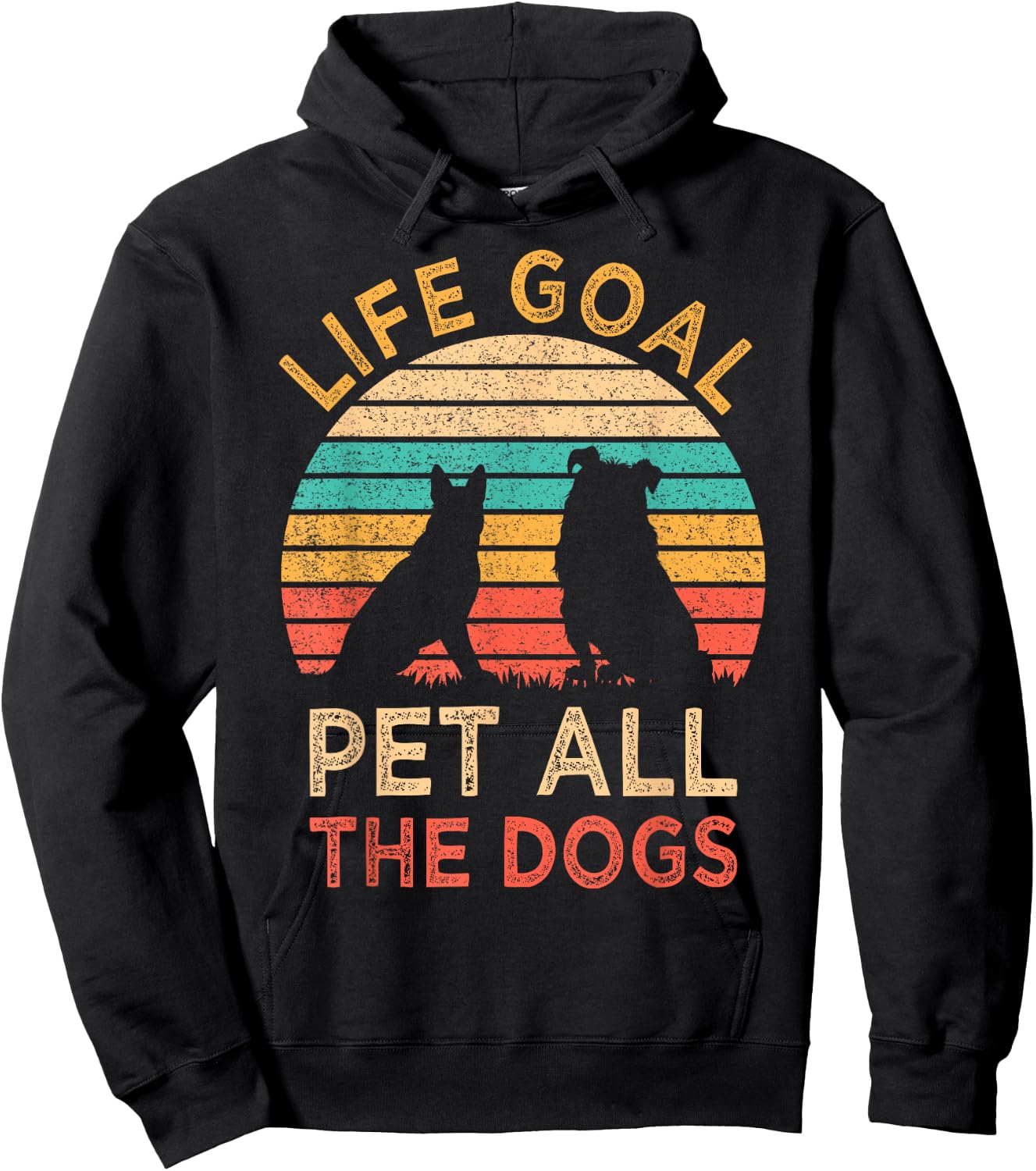 Life Goal Pet All The Dogs Funny Vintage Dog Lover Gift Women Kids Hoodie - Hoodie | Black
