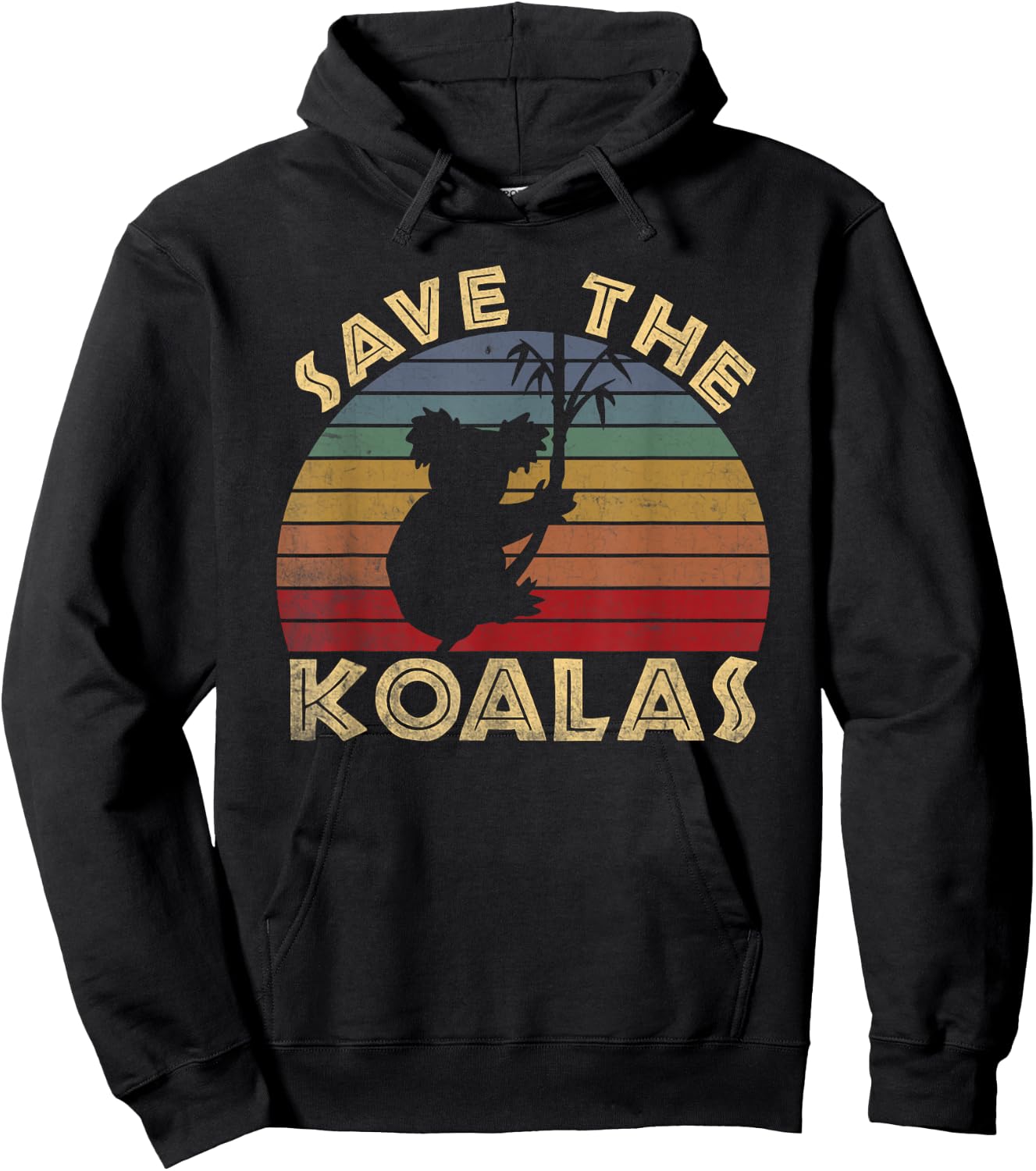 Save the Koalas Vintage Retro Sunset - Koala Lovers Gift Hoodie - Hoodie | Black