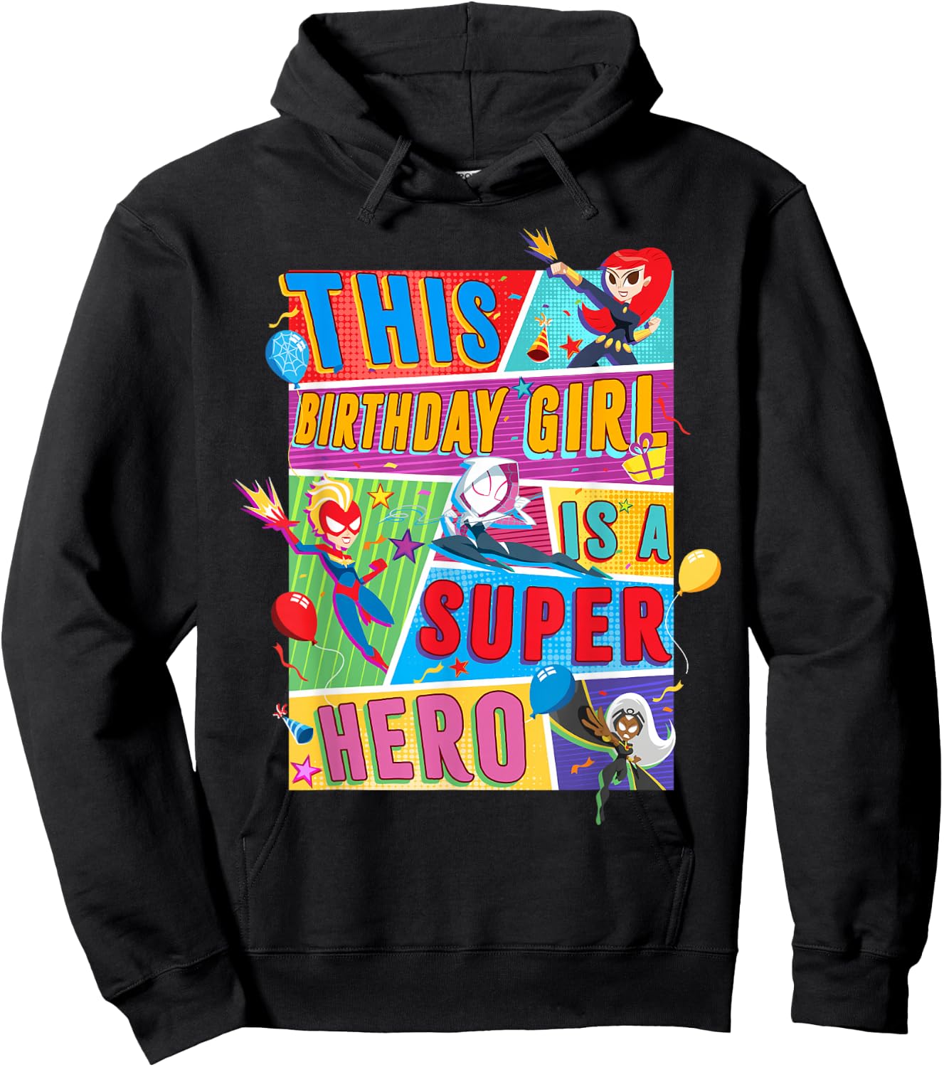 Marvel Avengers This Birthday Girl Is A Super Hero Hoodie - Hoodie | Black