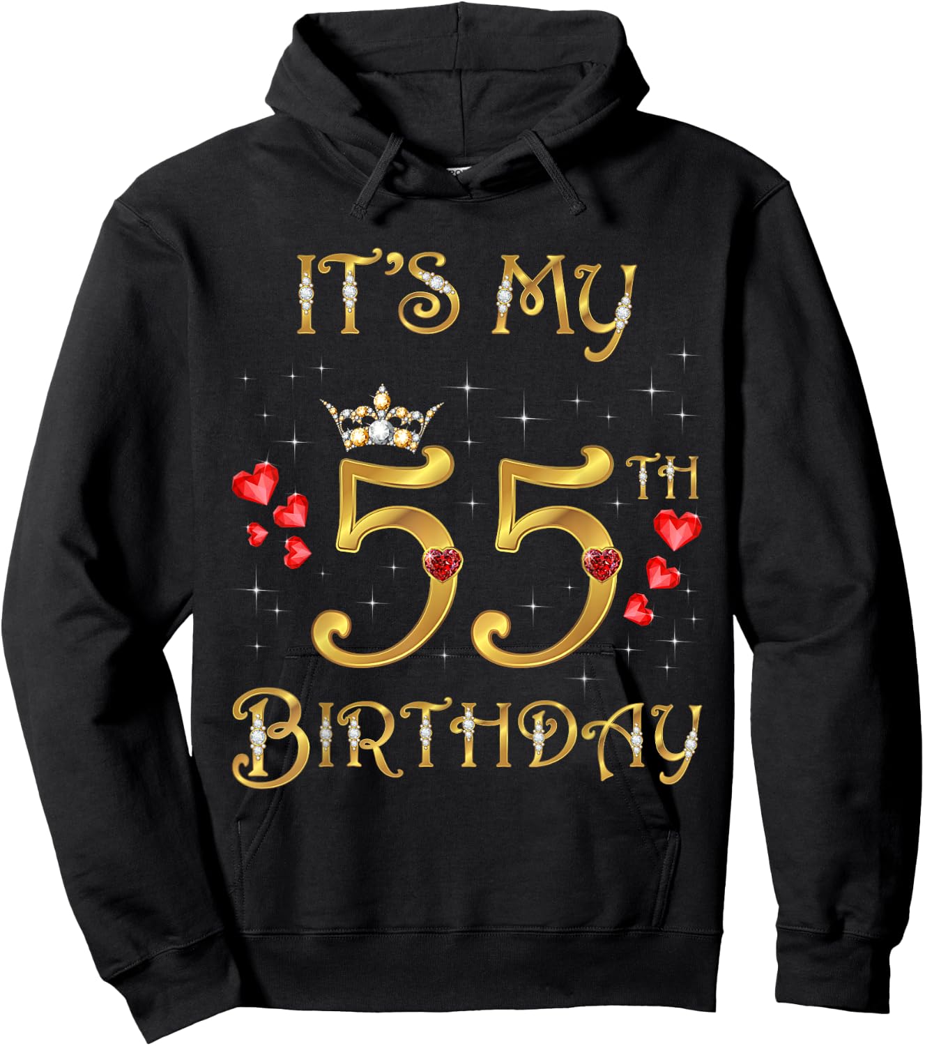 It's My 55th Birthday, 55 Years Old, 55th Birthday Queen Hoodie - Hoodie | Black