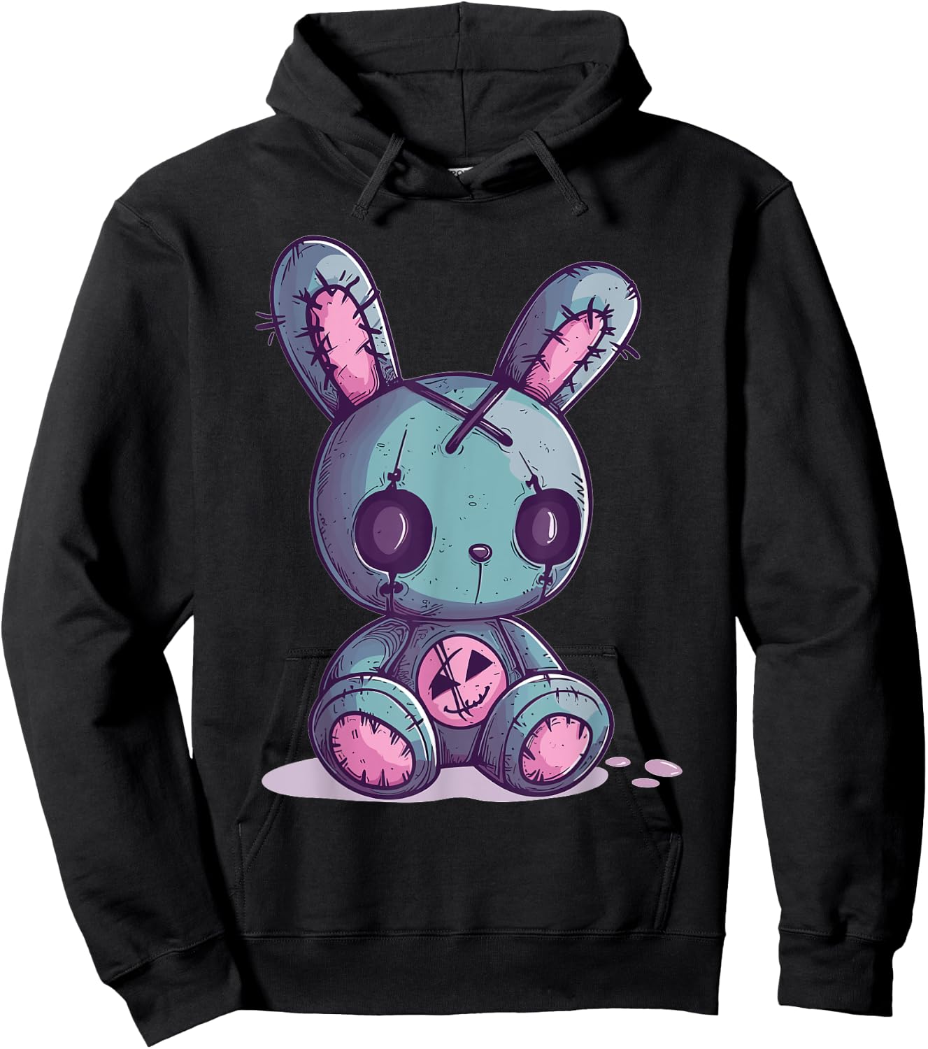 Goth Pastel Cute Creepy Kawaii Rabbit Bunny Voodoo Doll Hoodie - Hoodie | Black